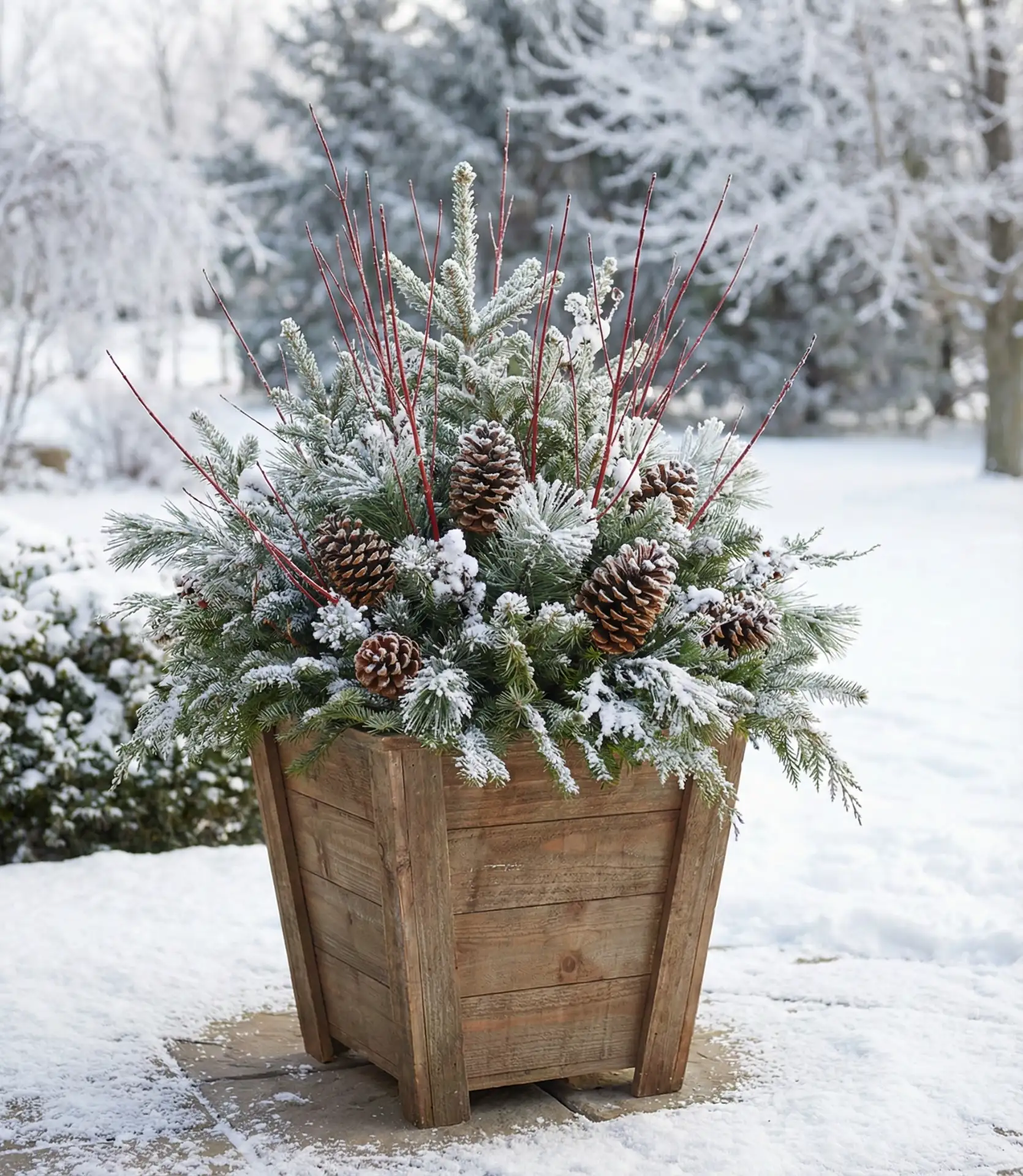 Winter Evergreen Planters 2