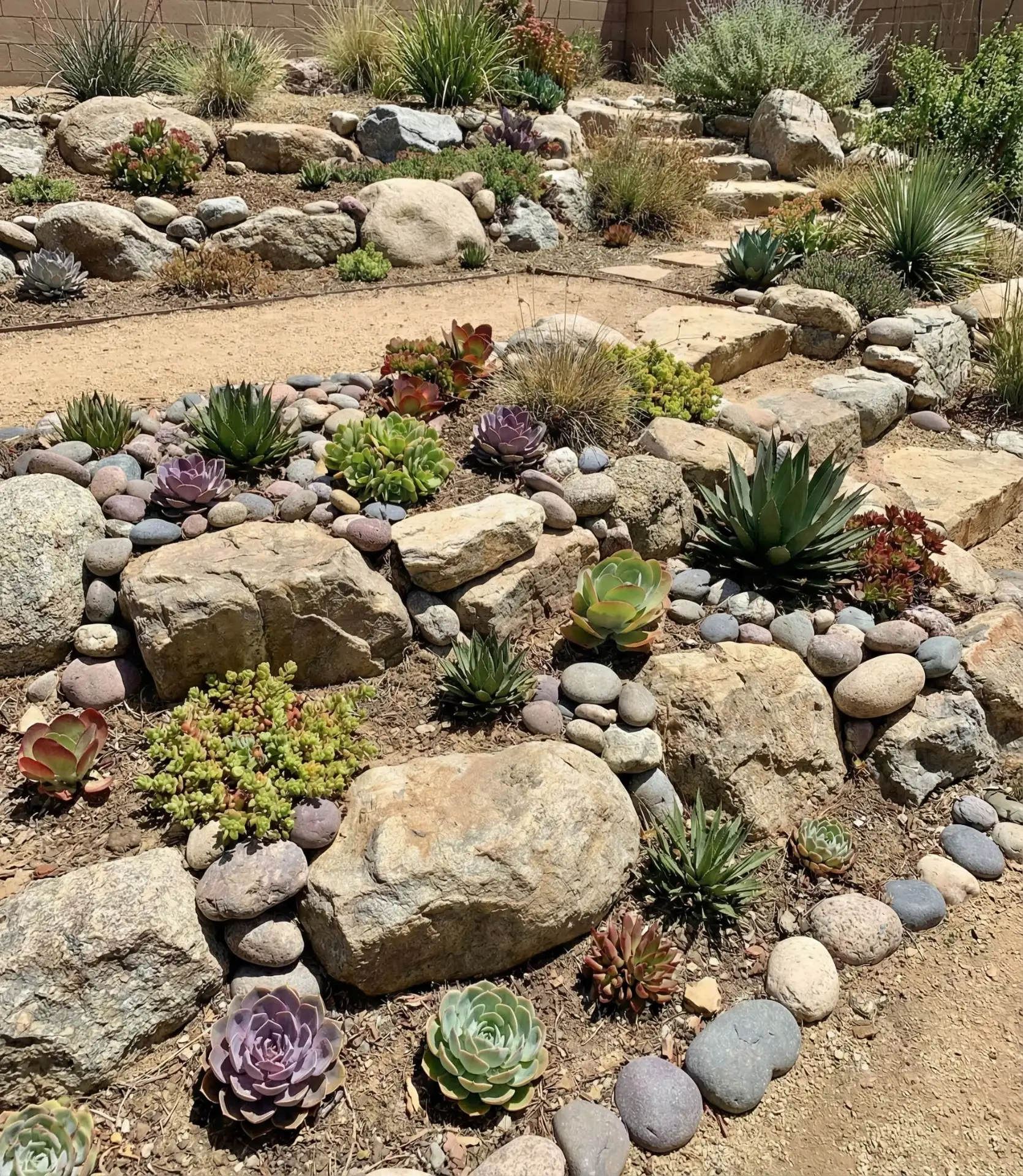 Xeriscape Rock Garden with Succulent Layers 1