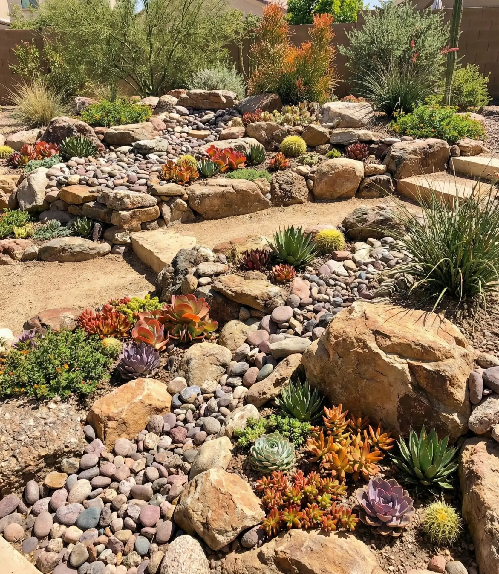 Xeriscape Rock Garden with Succulent Layers 2