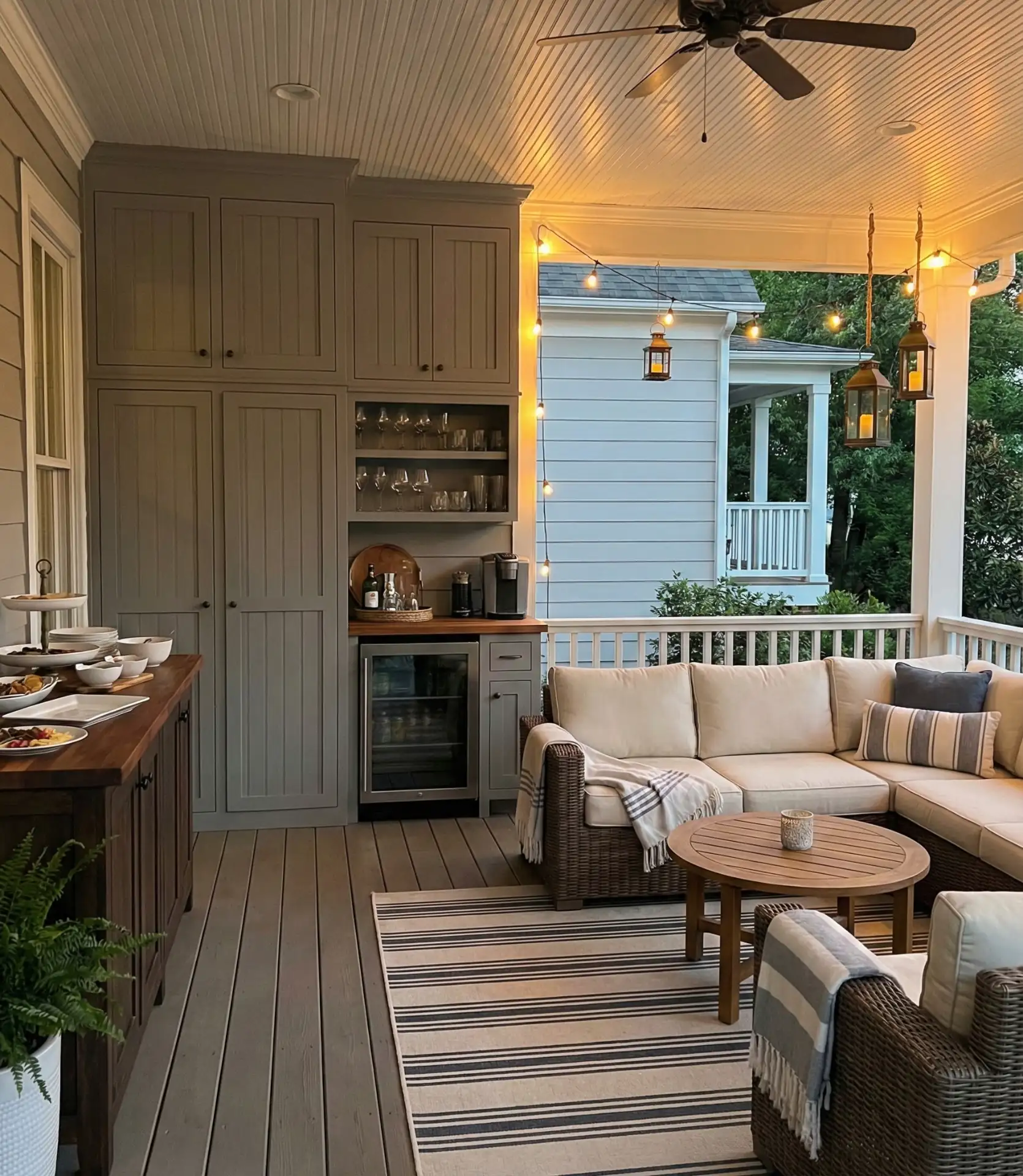 Year-Round Covered Porch Entertaining Stations 1