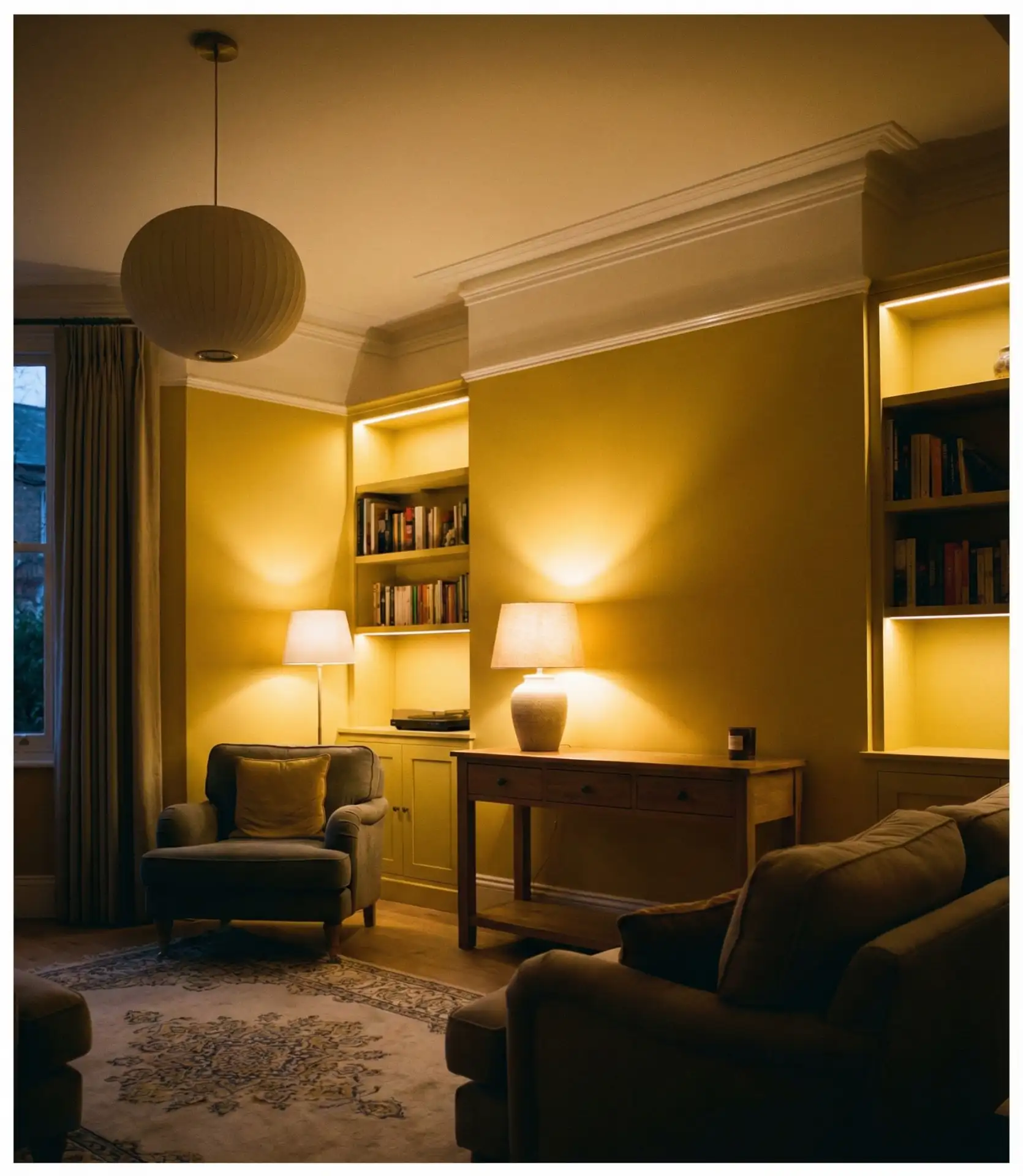 Yellow Living Room Lighting Considerations 1