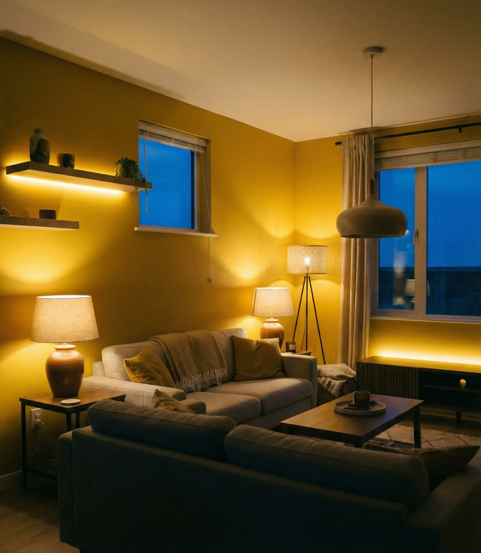 Yellow Living Room Lighting Considerations 2