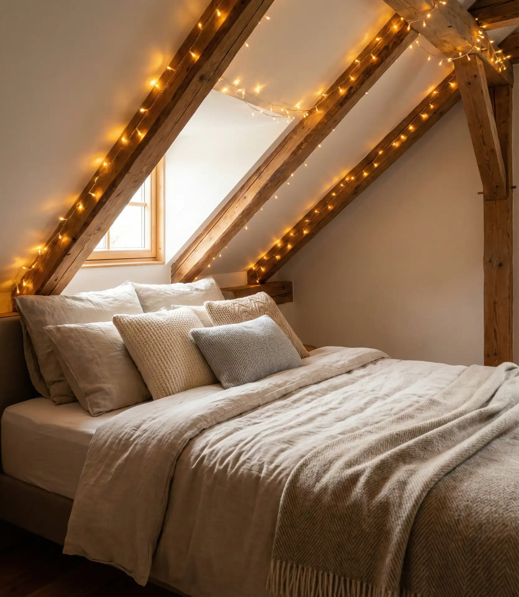 Aesthetic Cozy Attic with String Lights 1