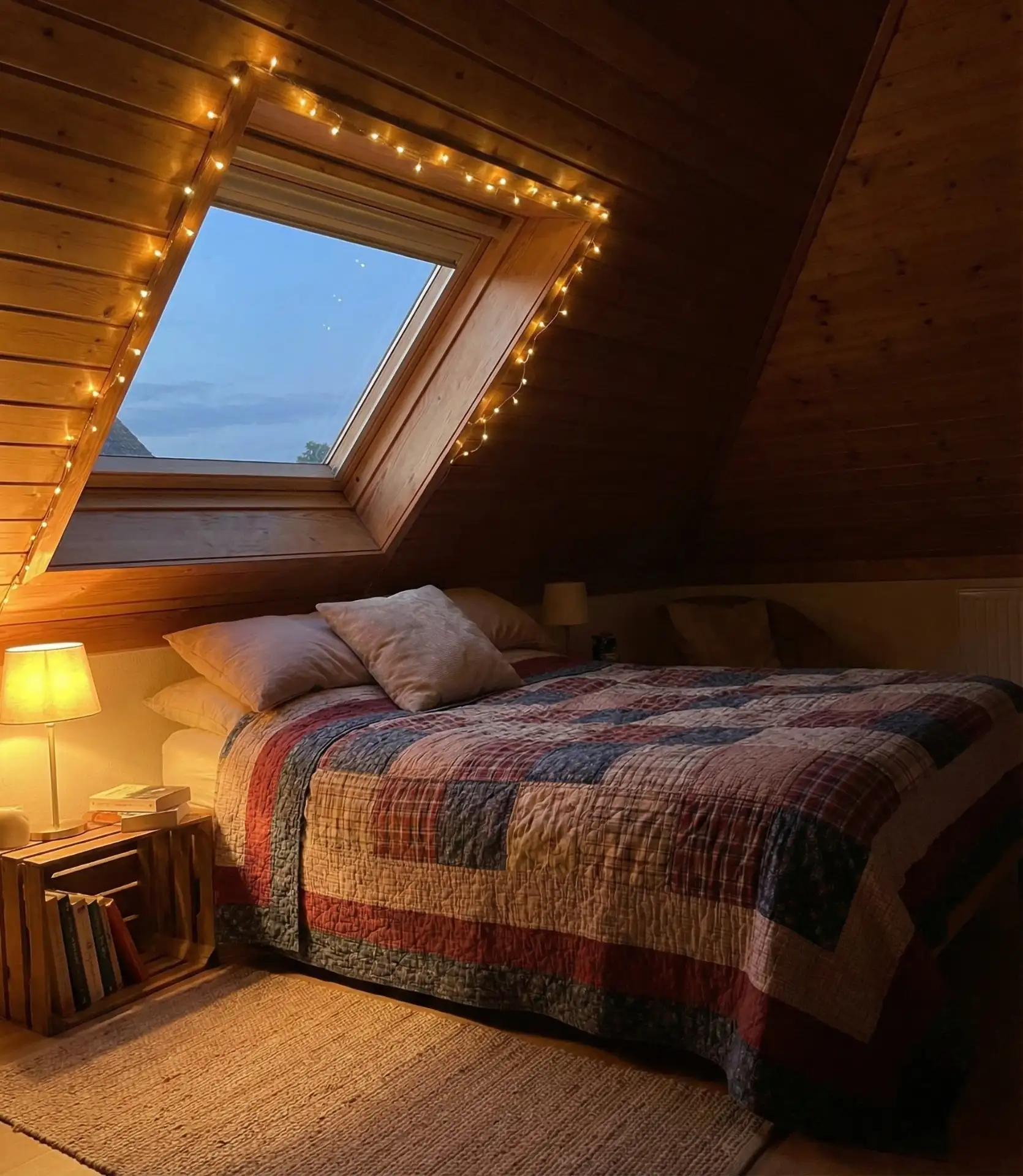 Aesthetic Cozy Attic with String Lights 2