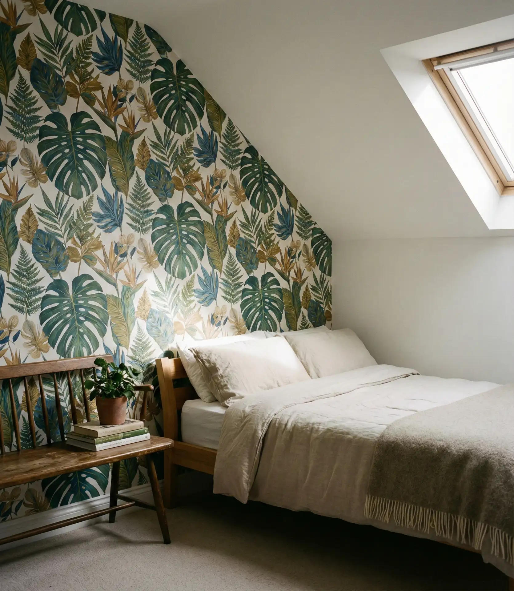 Angled Ceilings Accent Wall in Wallpaper 1