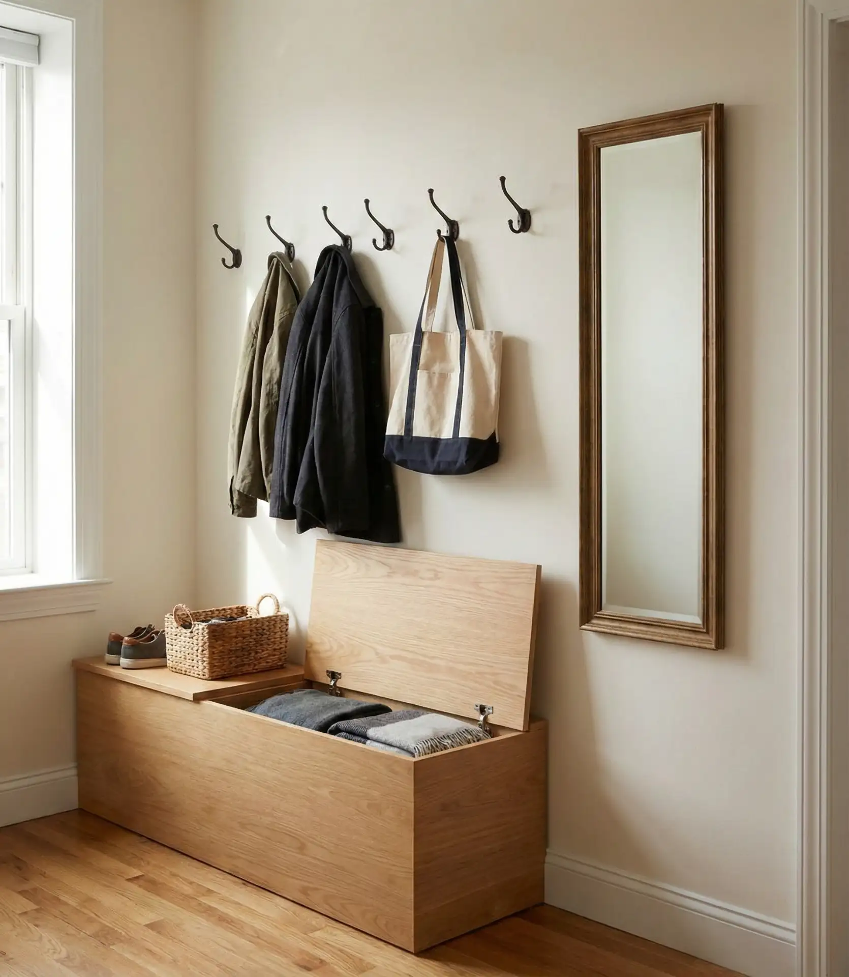 Apartment Entryway with Multi-Functional Furniture 1