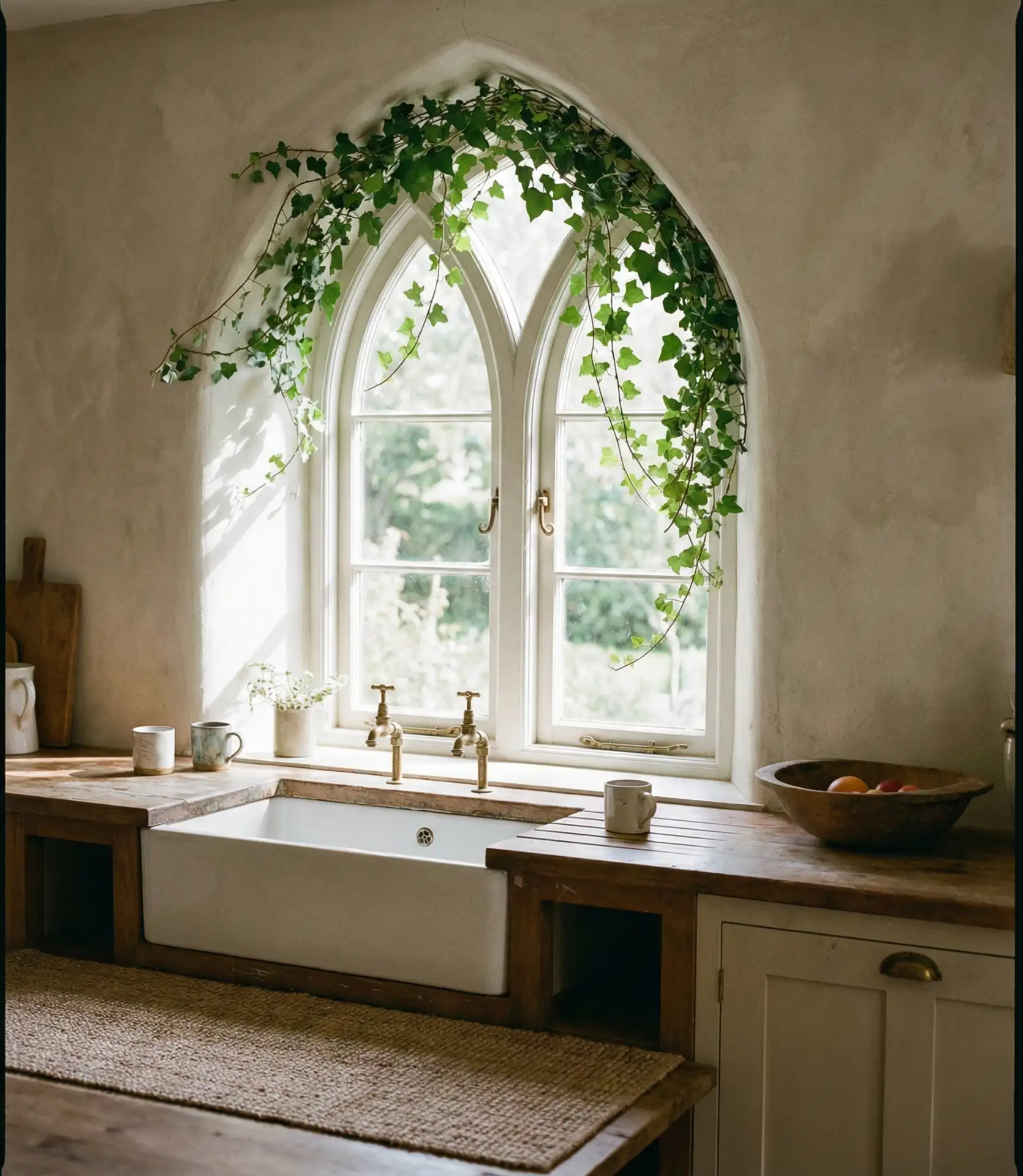 Arched Window with Trailing Ivy 1