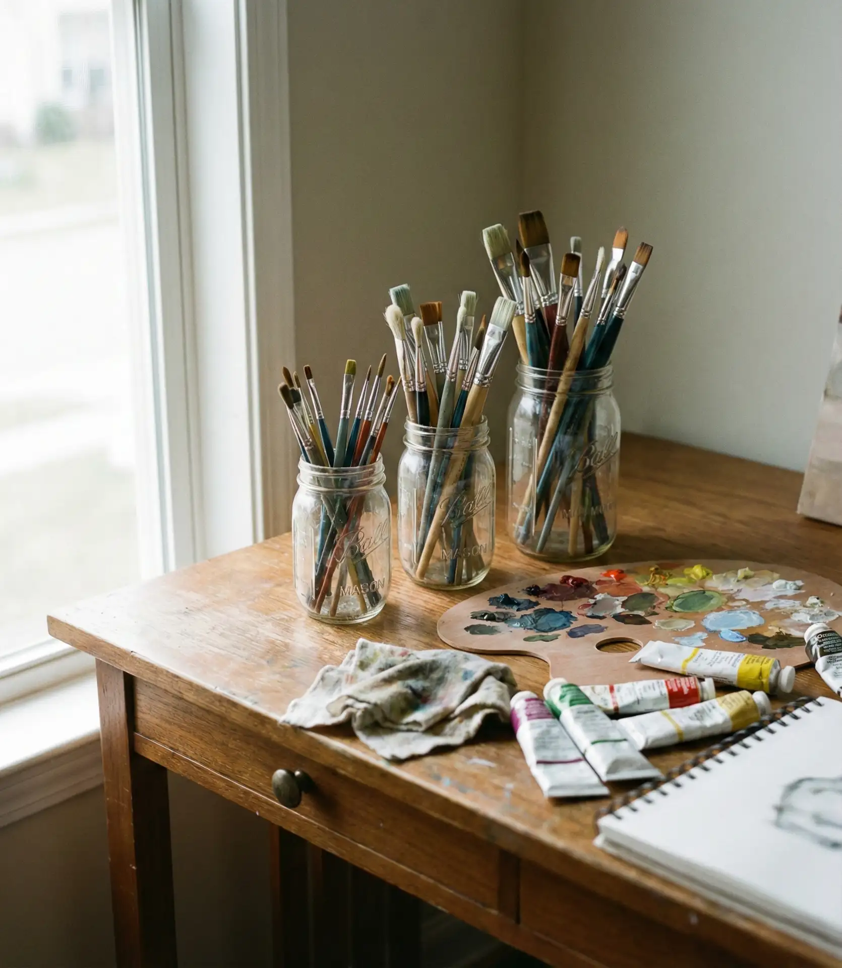 Art Desk with Paint Brush Organizer 1