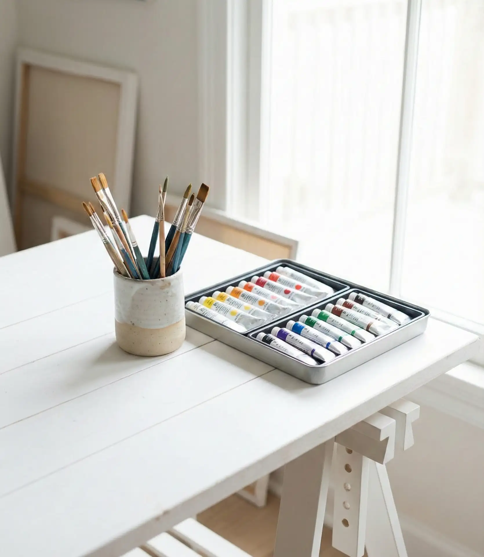 Art Desk with Paint Brush Organizer 2
