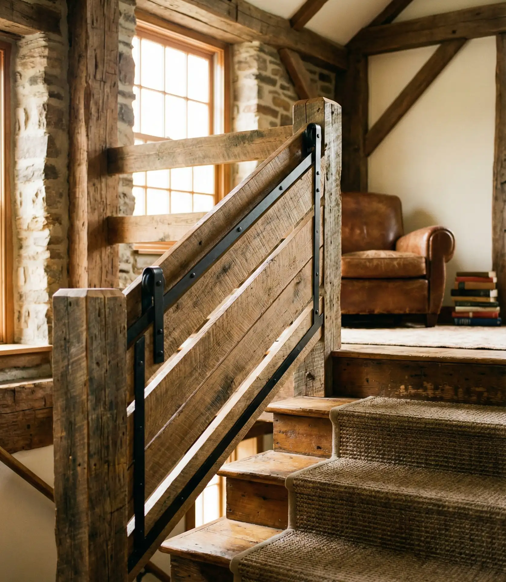 Barn Door Style Railing for Farmhouse Charm 1