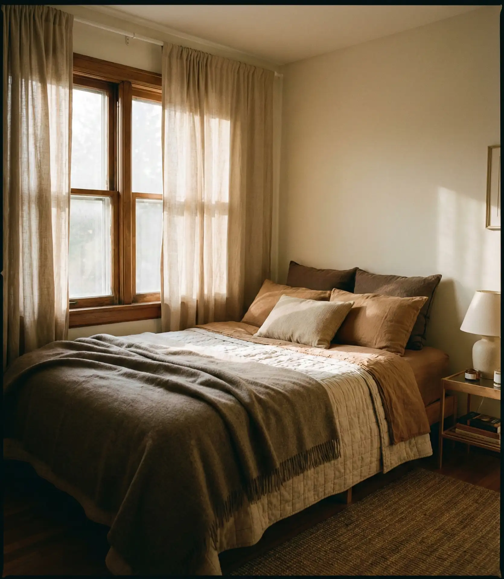 Bed Against Window with Blackout Curtains 1