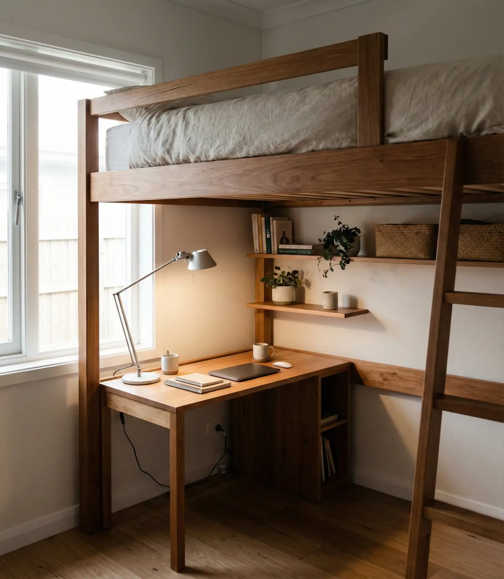 Bedroom with Loft Bed and Workspace 2