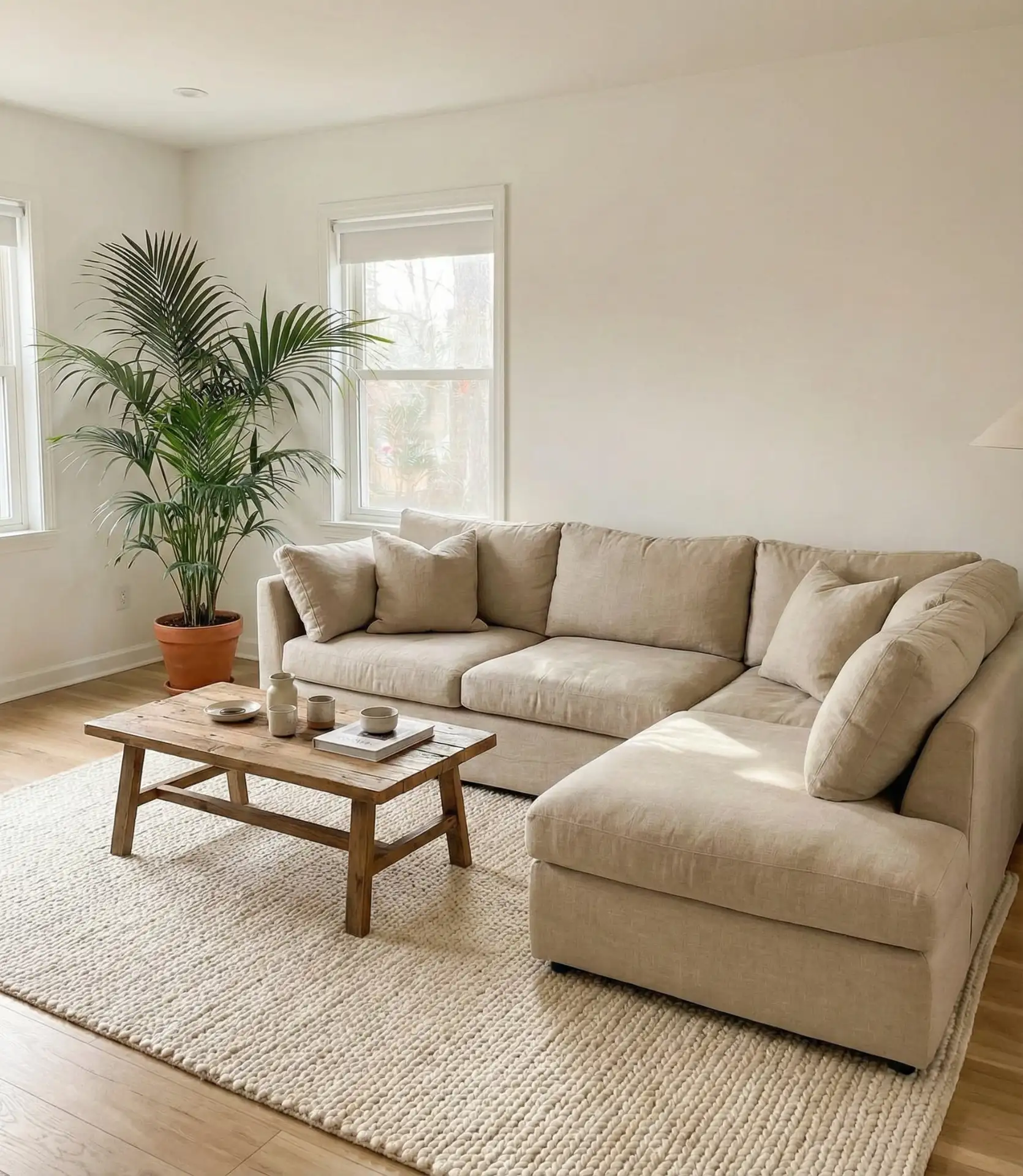 Beige Sectional with Warm Neutral Foundation 1