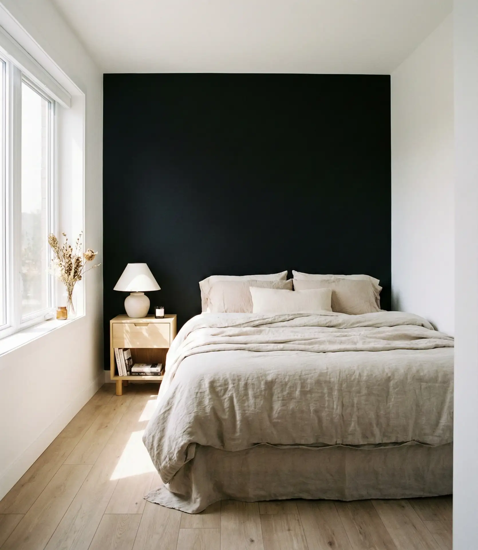 Black Accent Wall in a Small Bedroom for Bold Impact 1