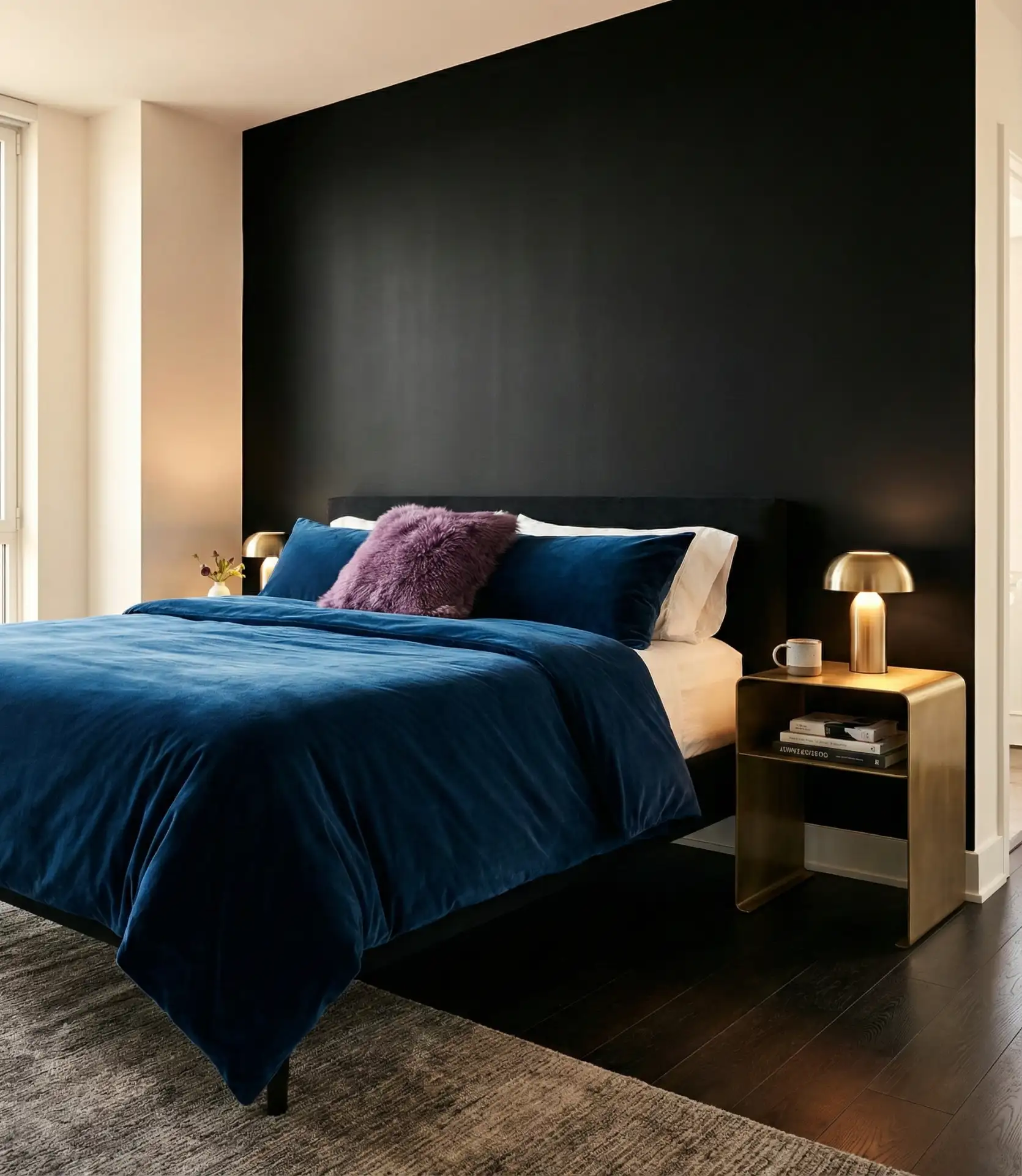 Black Accent Wall with Color Schemes in Jewel Tones 2
