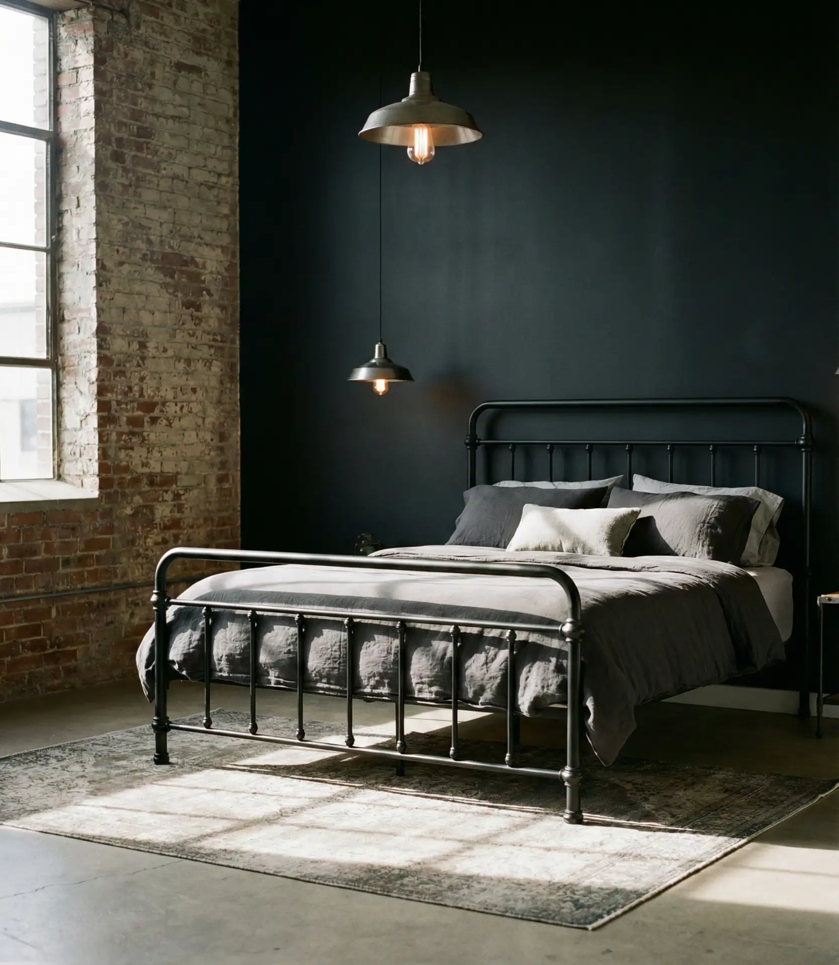 Black Accent Wall with Industrial Metal Accents 2