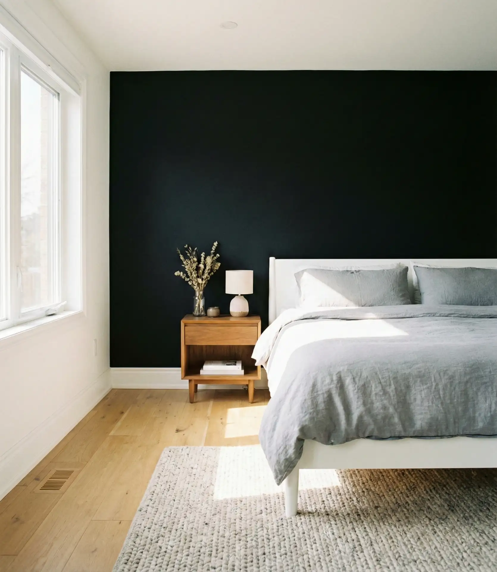 Black Accent Wall with Light Hardwood Floors 2