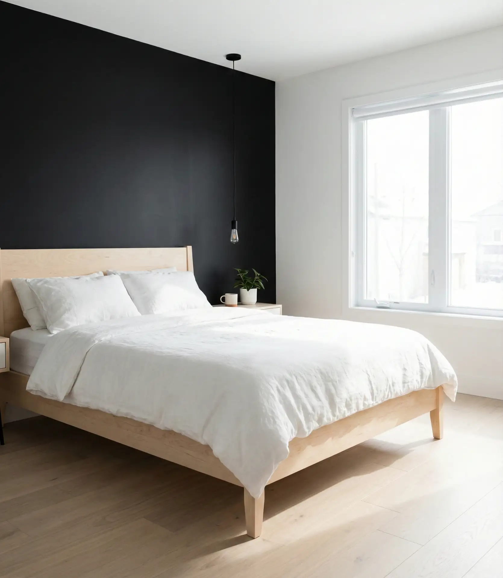 Black Accent Wall with Minimalist Scandinavian Style 1