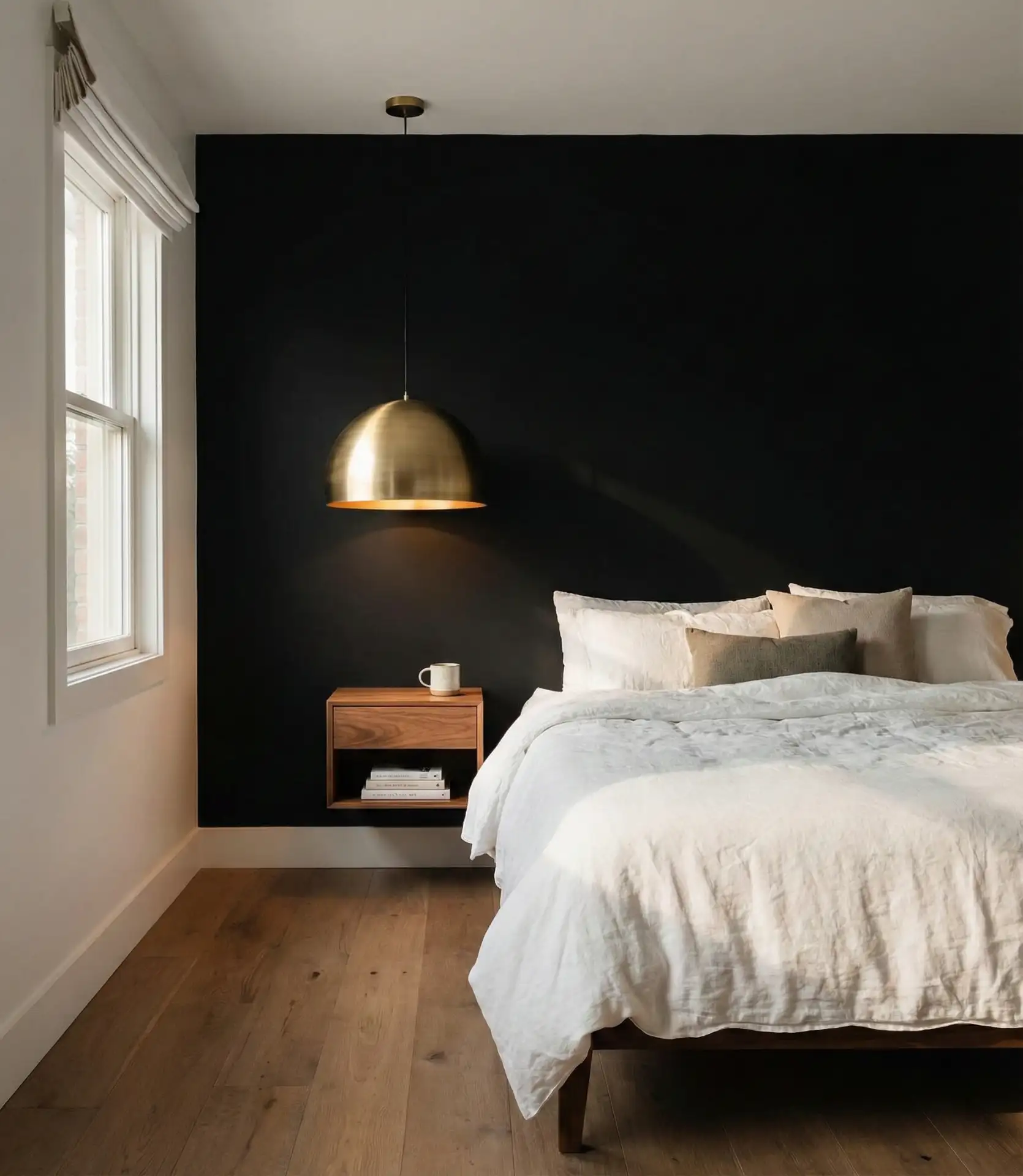 Black Accent Wall with Statement Lighting Fixture 1