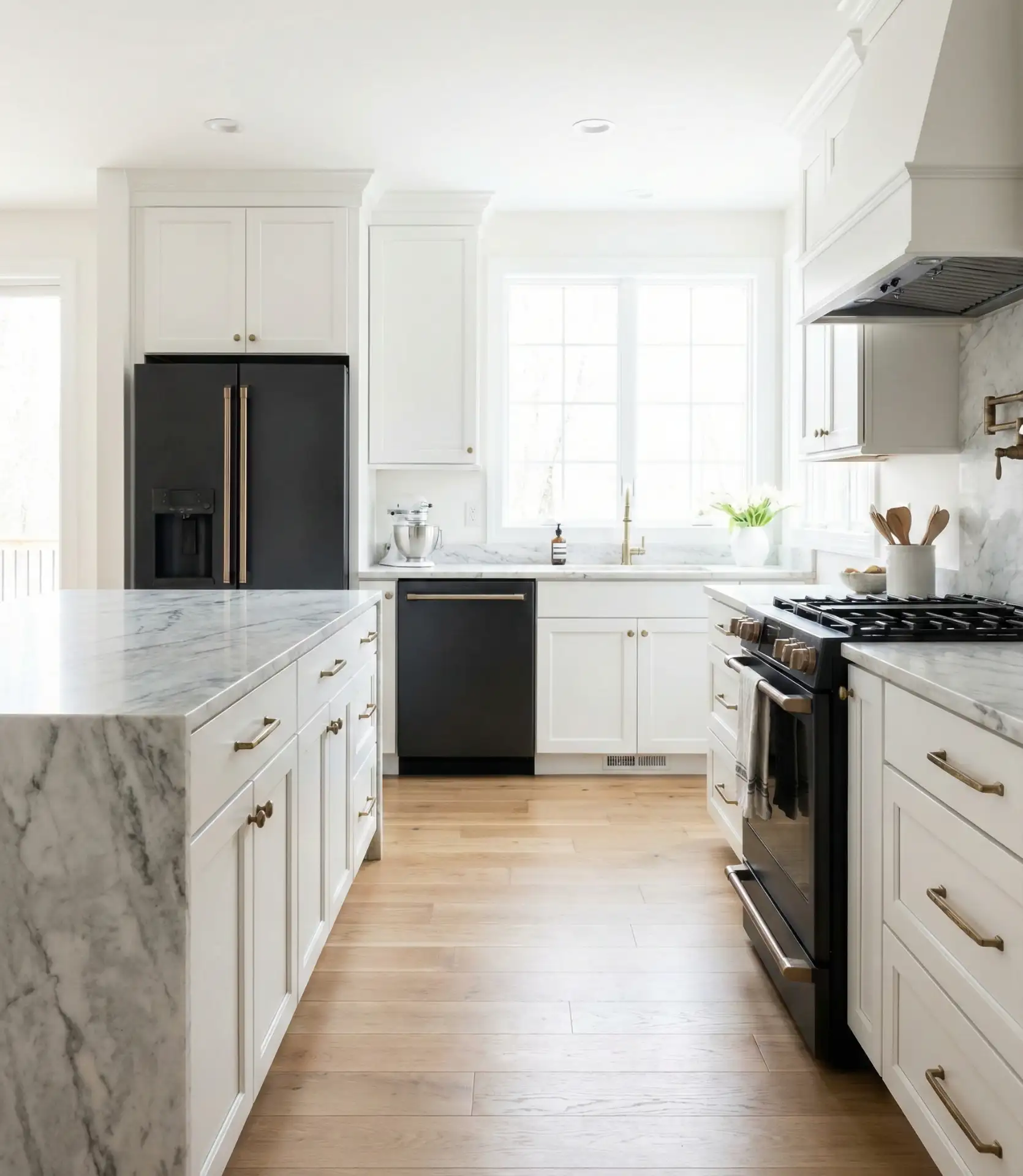Black Appliances in White Kitchen 2