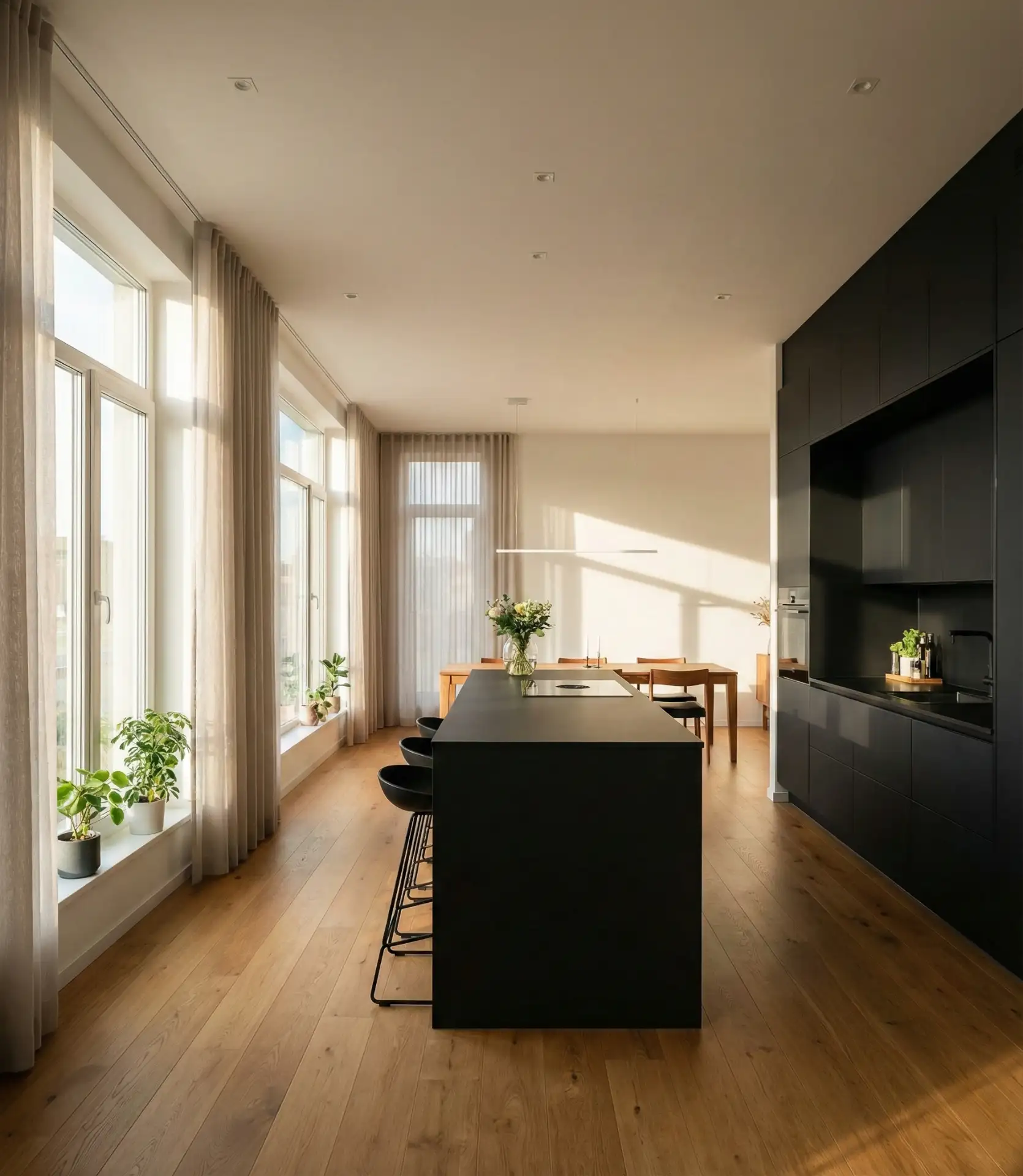 Black Cabinets in Open-Concept Spaces 1