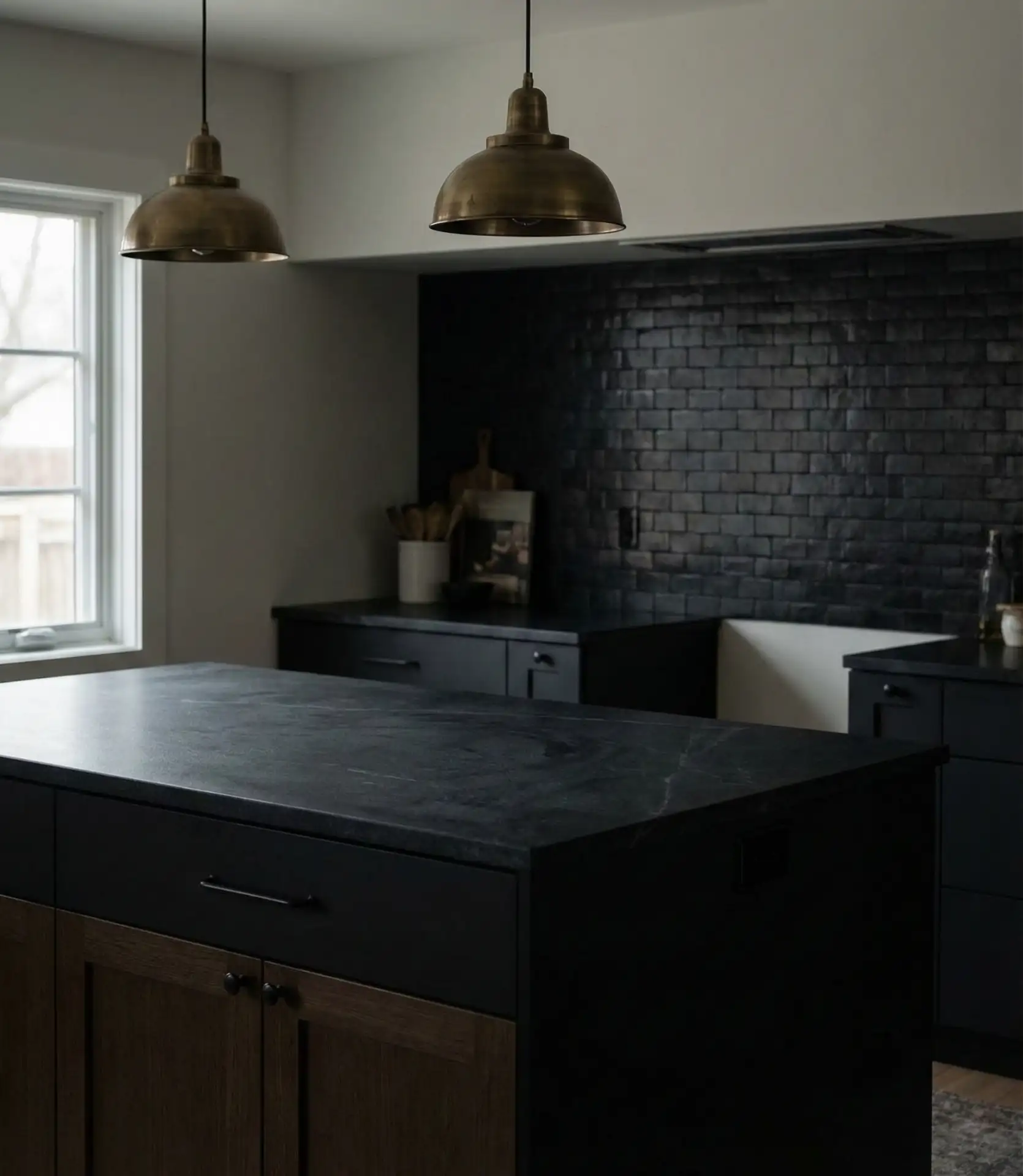 Black Cabinets with Black Countertops for Bold Monochrome 2