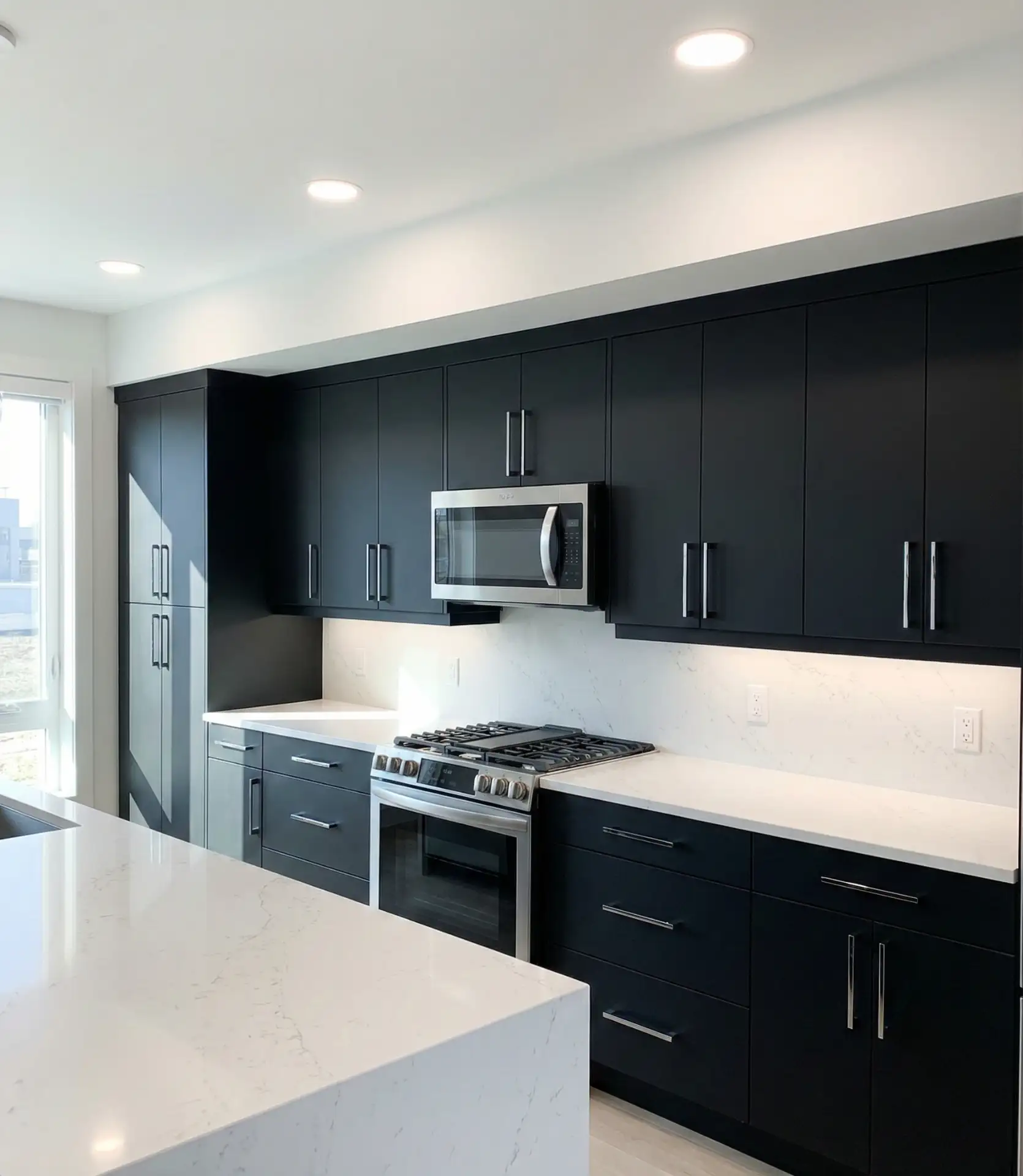 Black Cabinets with Chrome Hardware and Modern Lines 2
