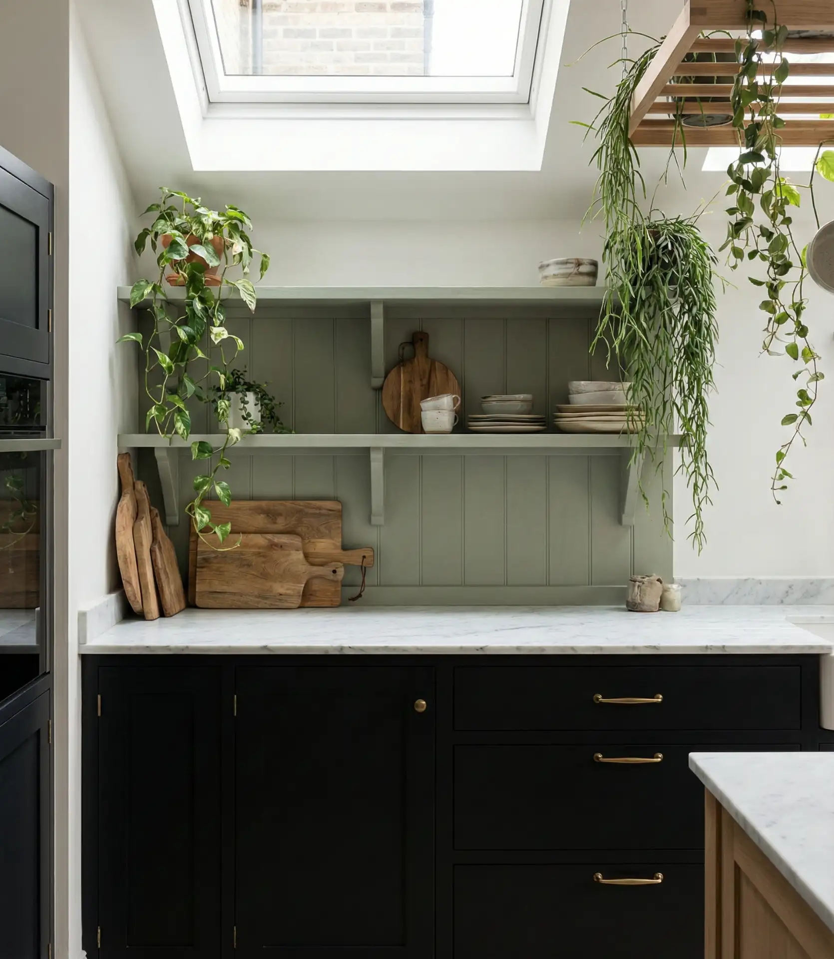 Black Cabinets with Green Accents 2