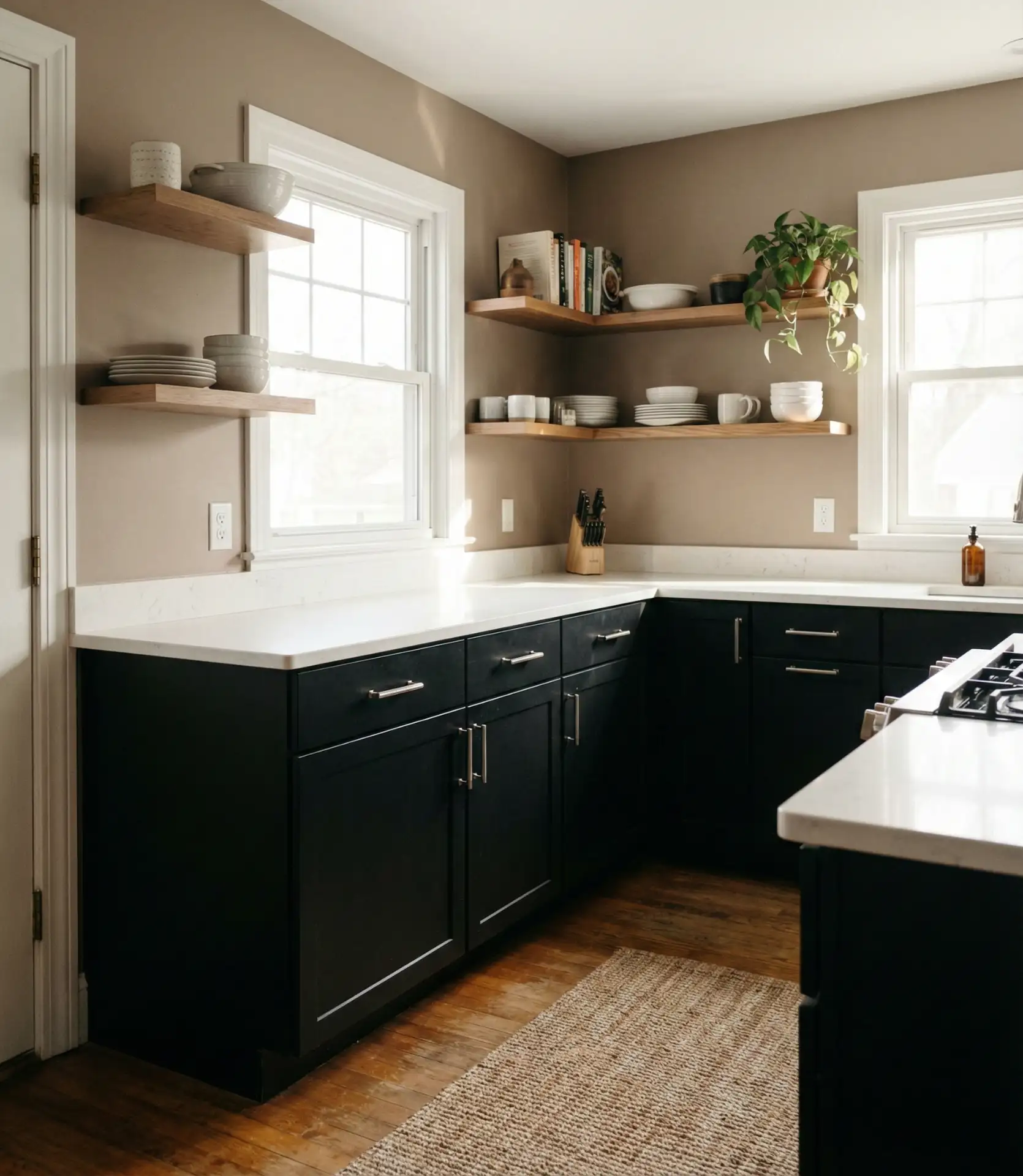 Black Cabinets with Taupe Walls 2