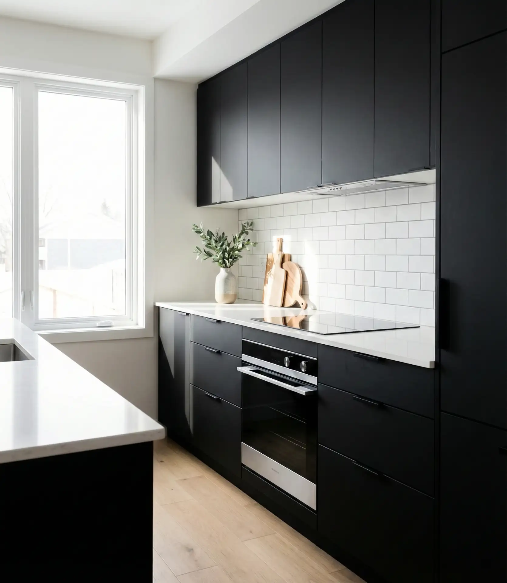 Black Cabinets with White Tone and Minimalist Design 1