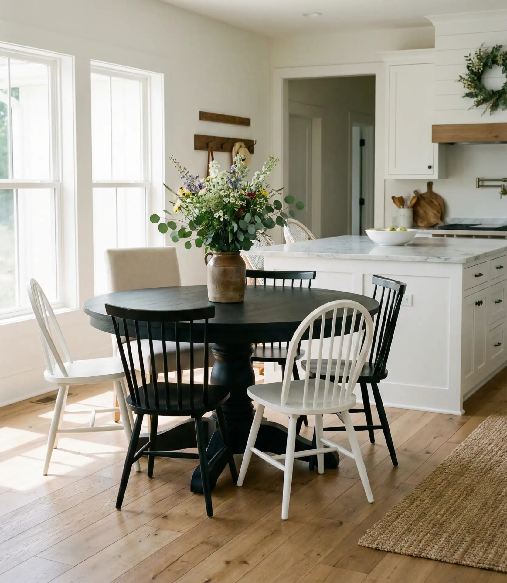 Black Dining Table in White Kitchen 2