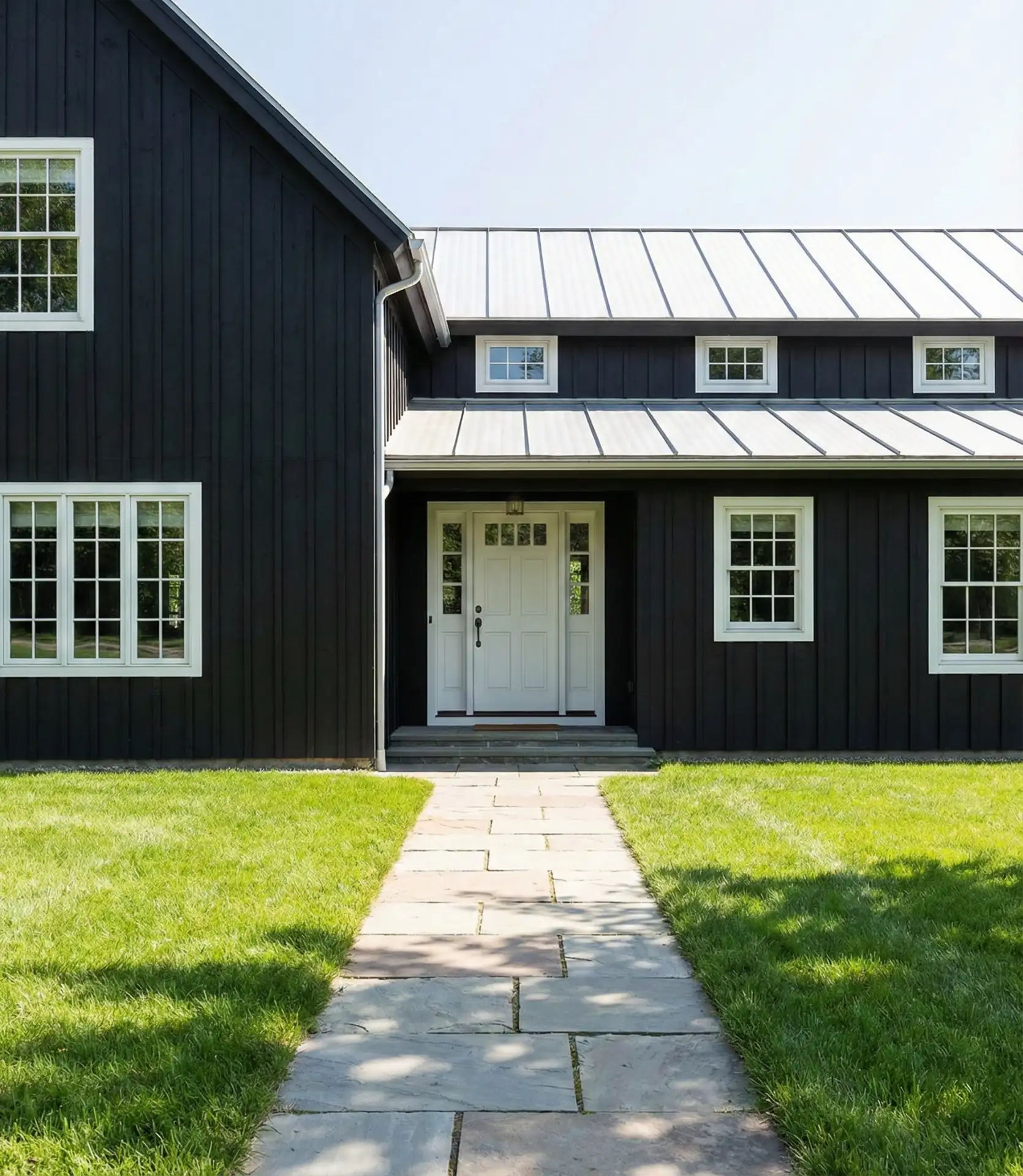 Black Farmhouse with White Trim Reversal 1