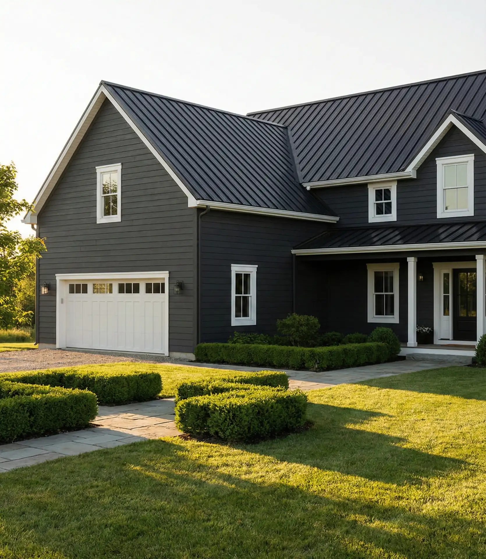 Black Farmhouse with White Trim Reversal 2