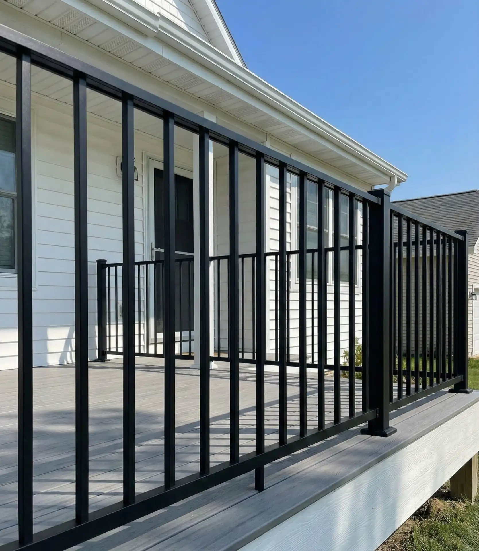 Black Metal Spindle Railing with Modern Edge 1