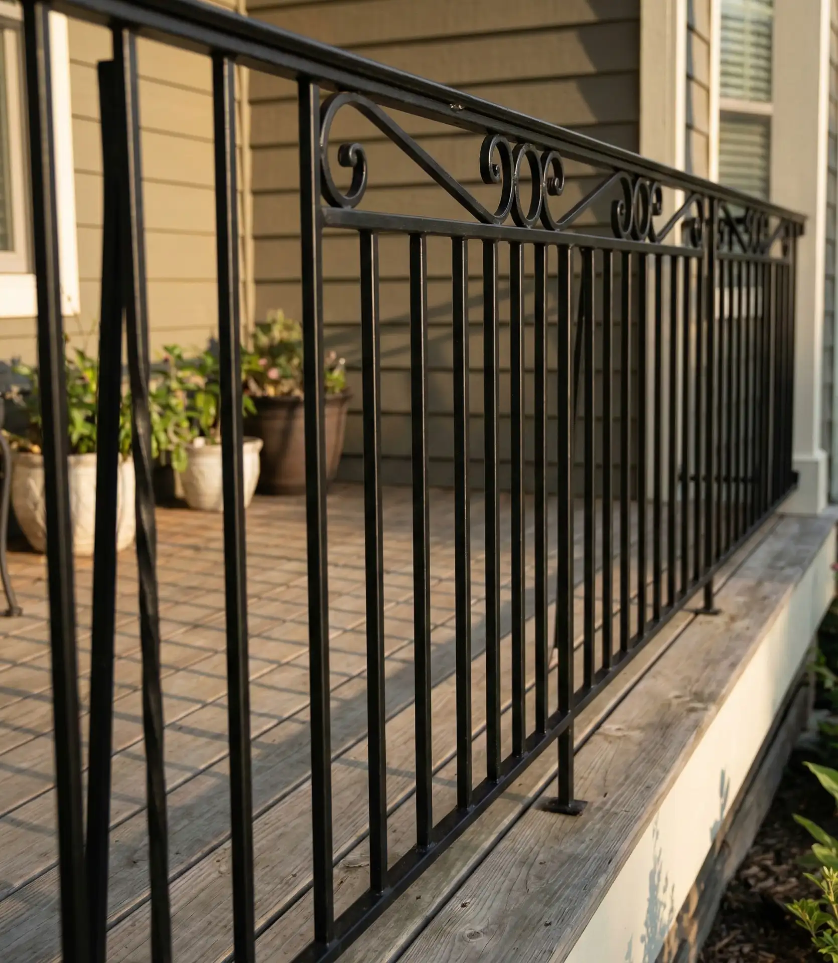 Black Metal Spindle Railing with Modern Edge 2