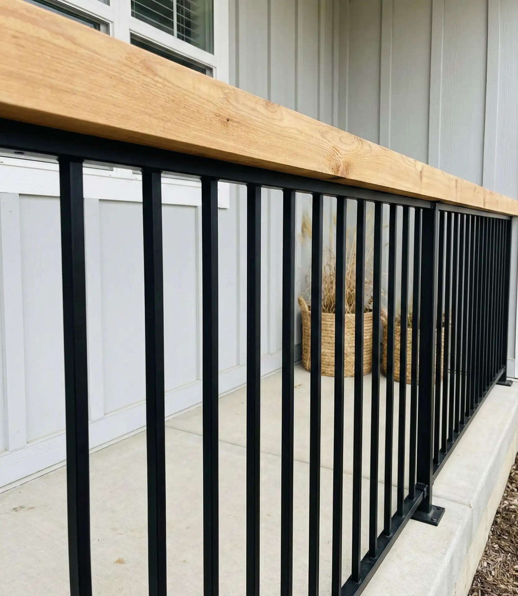 Black Metal with Wood Top Rail Combination 1