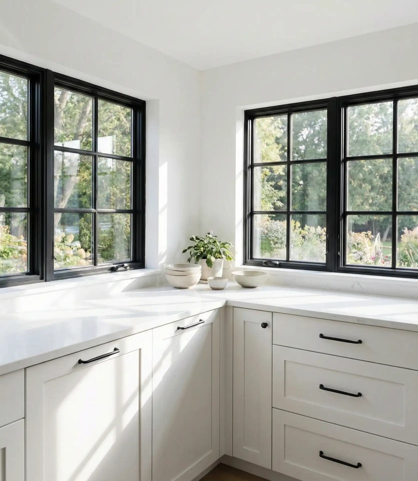 Black Window Frames in White Kitchen 1
