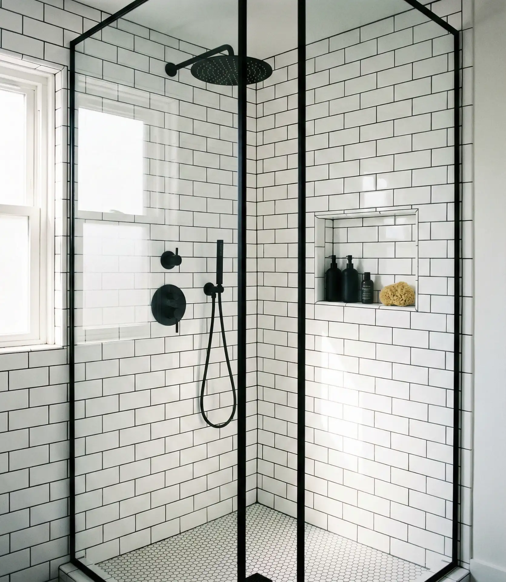 Black and White Contrast Walk-In Shower 1