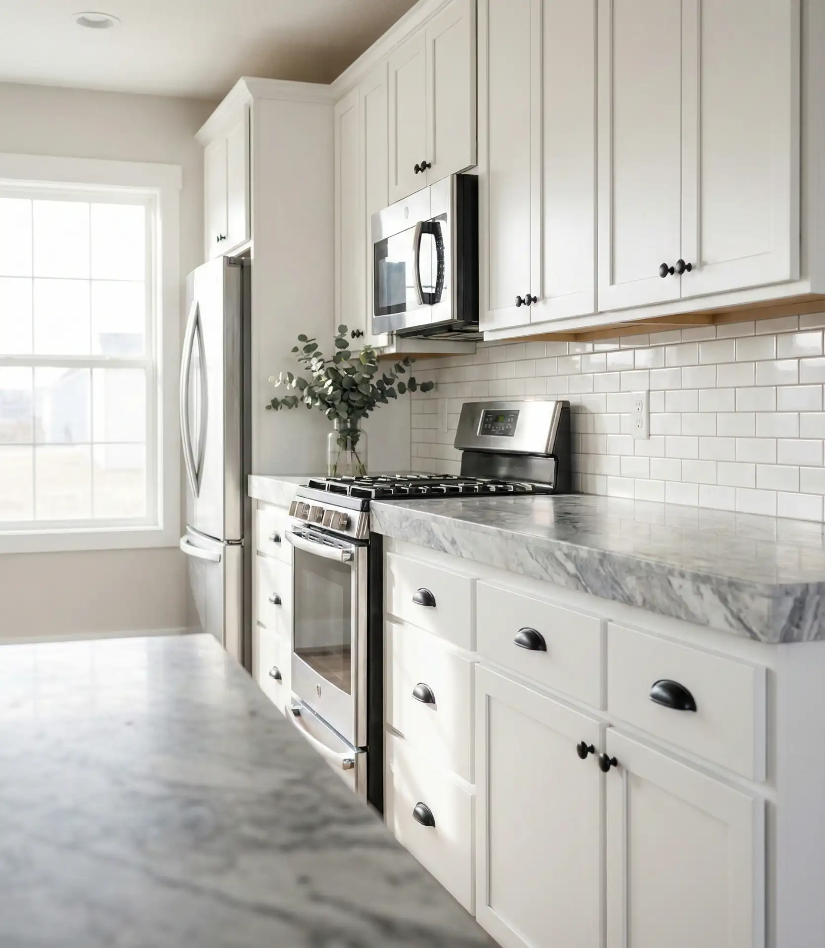 Black and White with Grey Marble Countertops 2