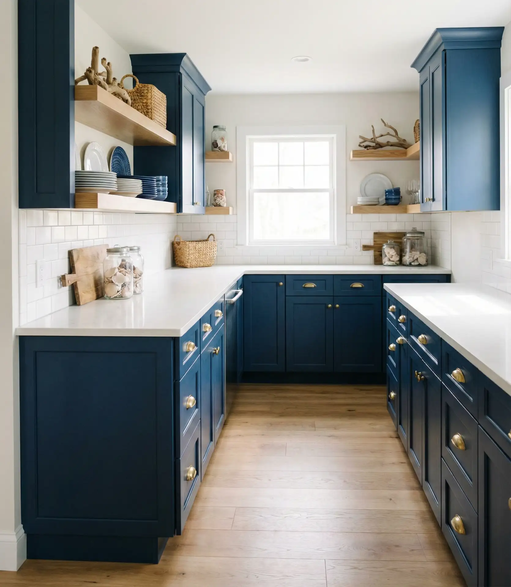 Blue Galley Kitchen with Coastal Vibes 1