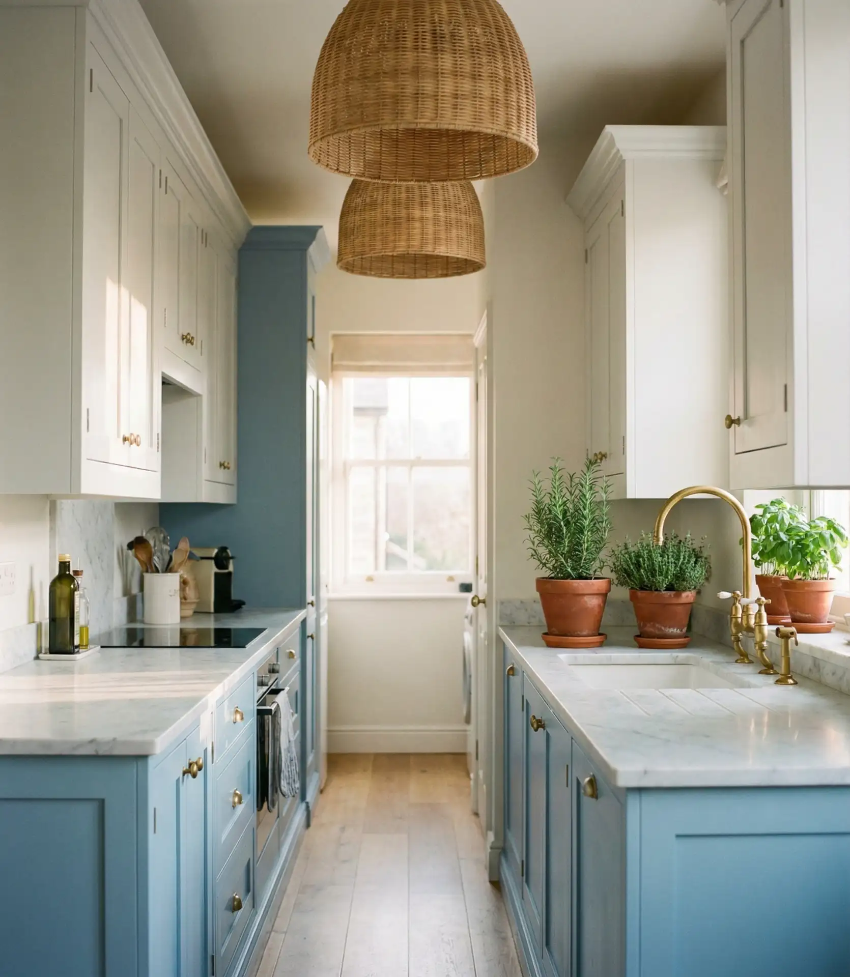 Blue Galley Kitchen with Coastal Vibes 2