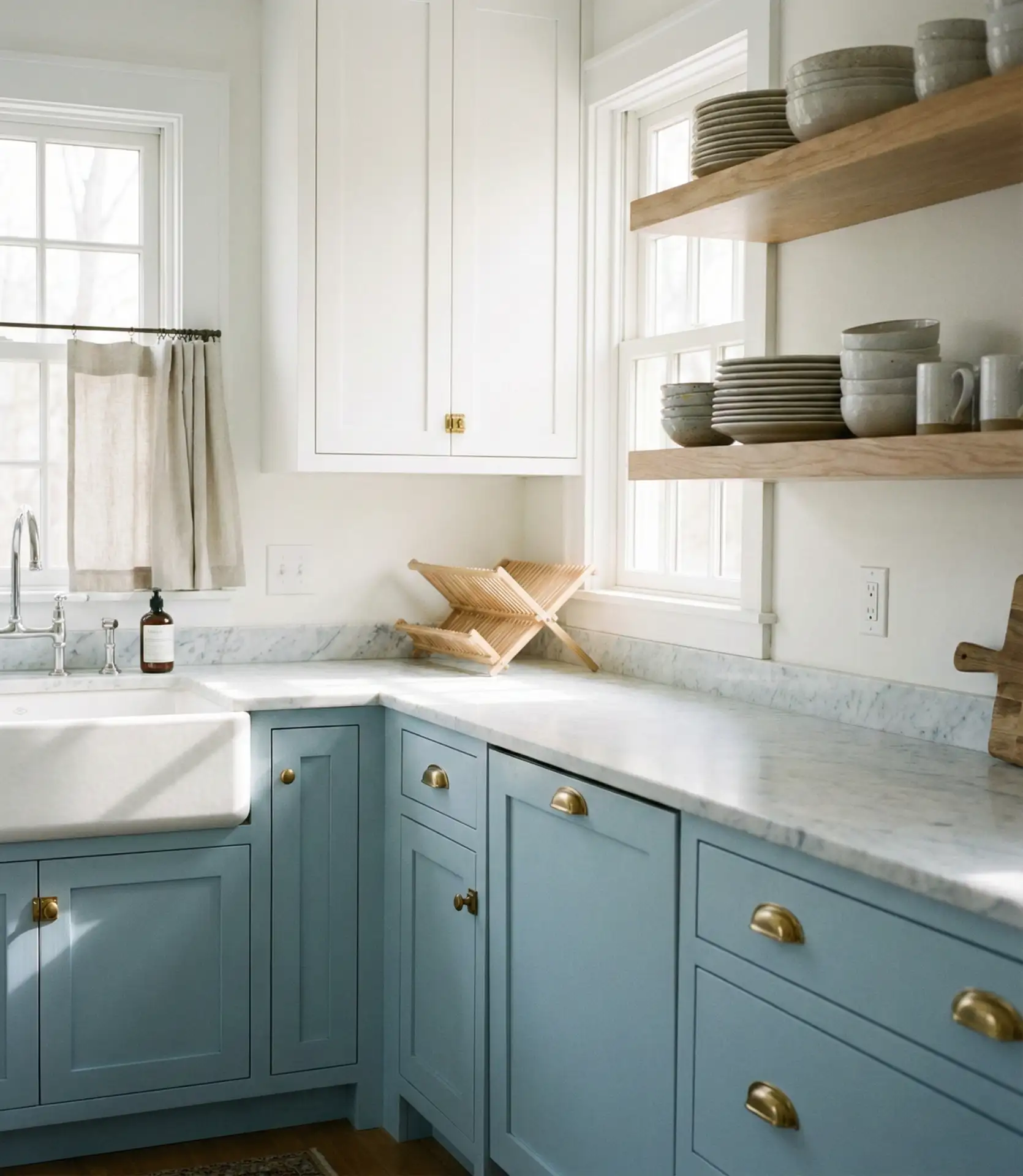 Blue Painted Cabinets in Country Kitchens 1