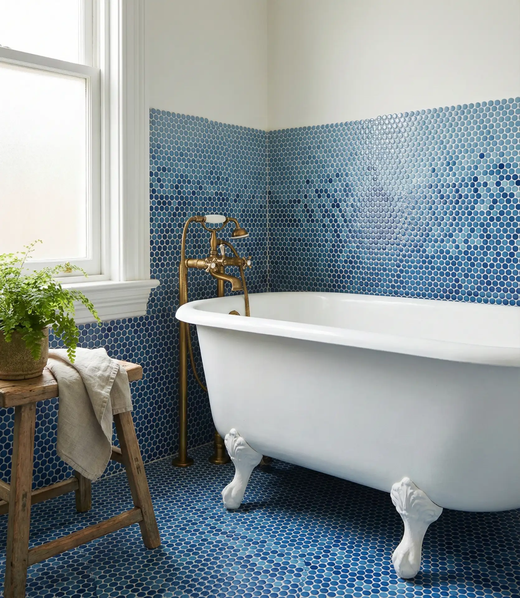 Blue Penny Tile Floor 1