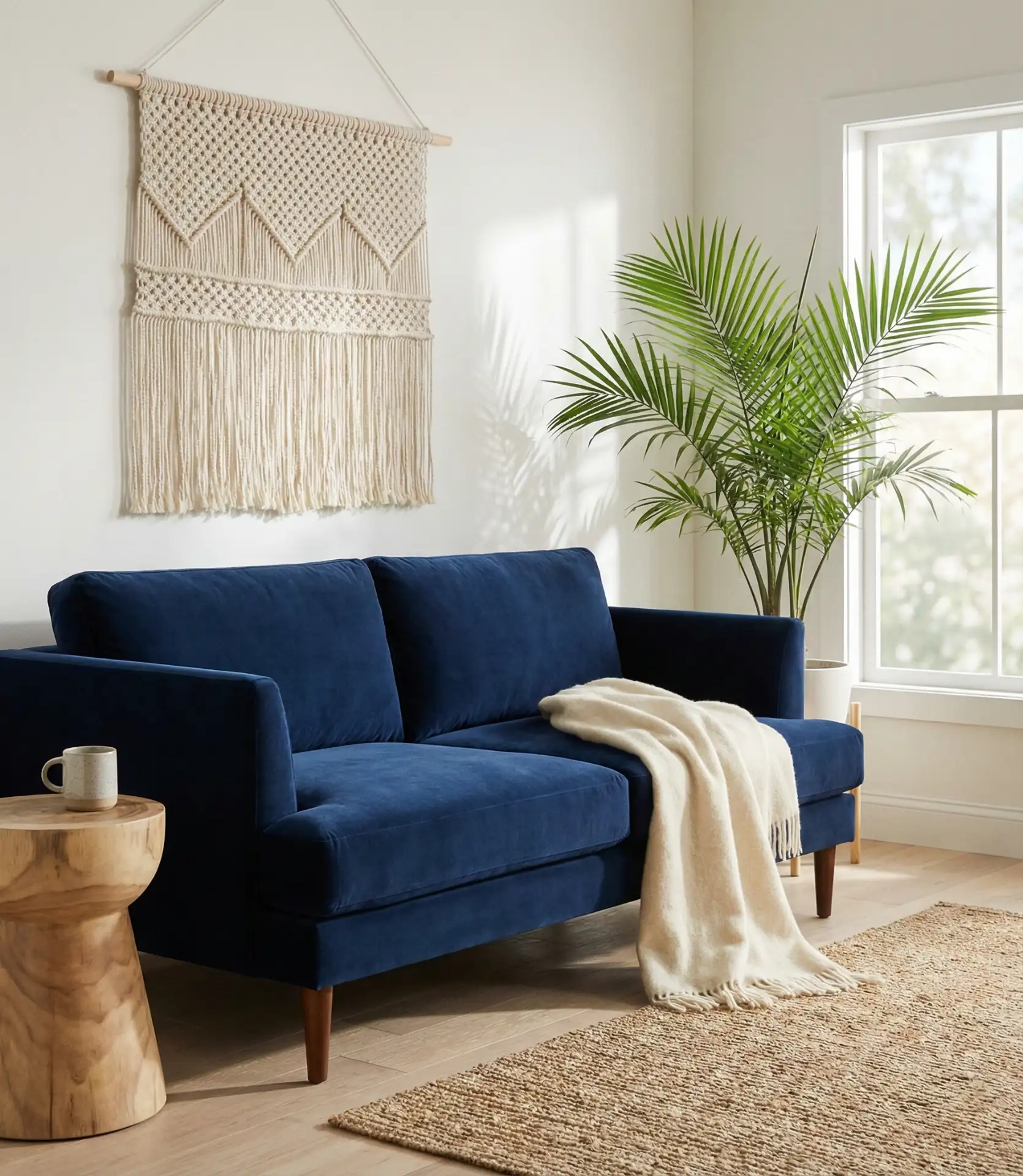 Blue Sofa With Coastal-Inspired Accents 2