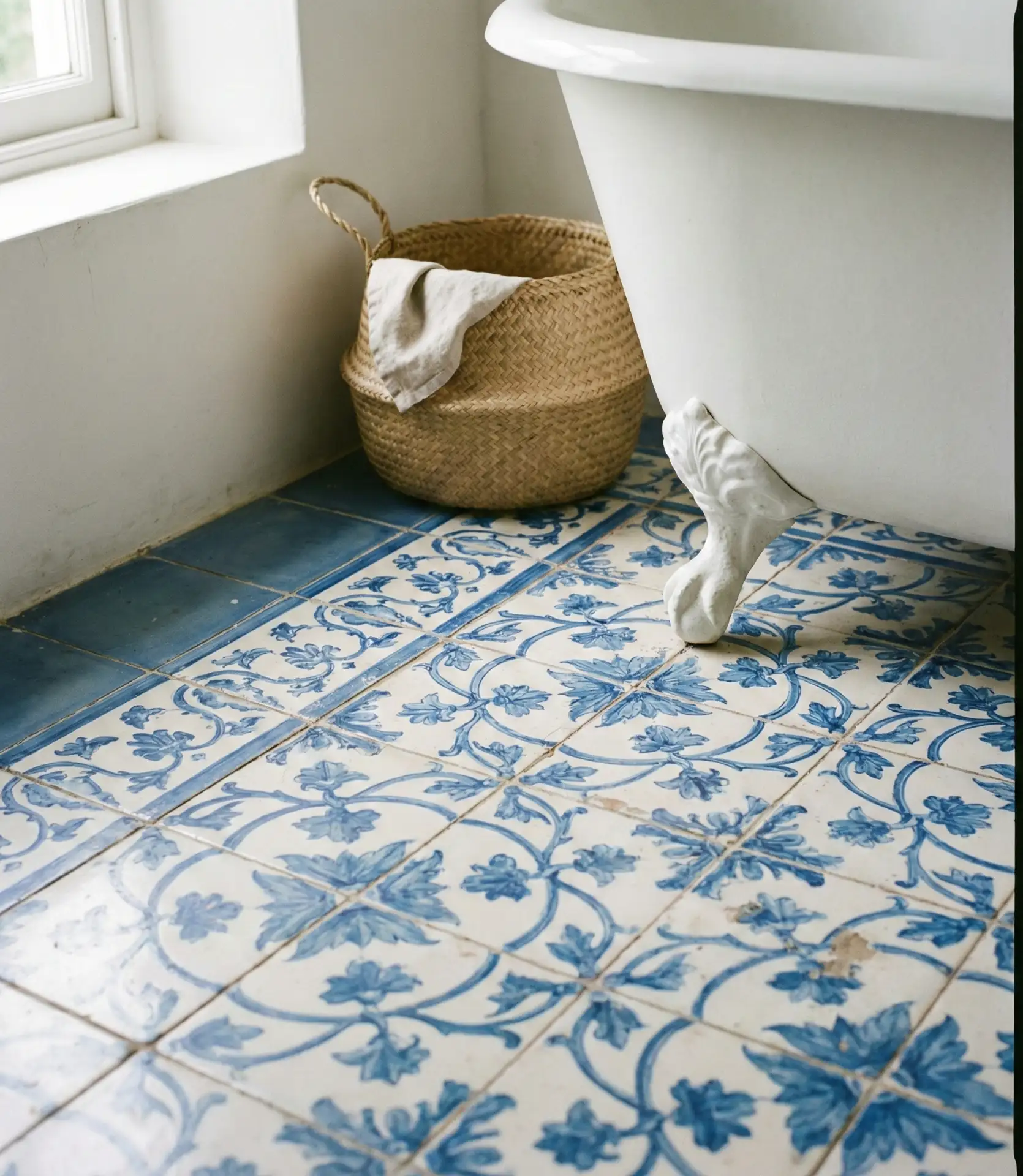 Blue and White Patterned Floor Tile 2