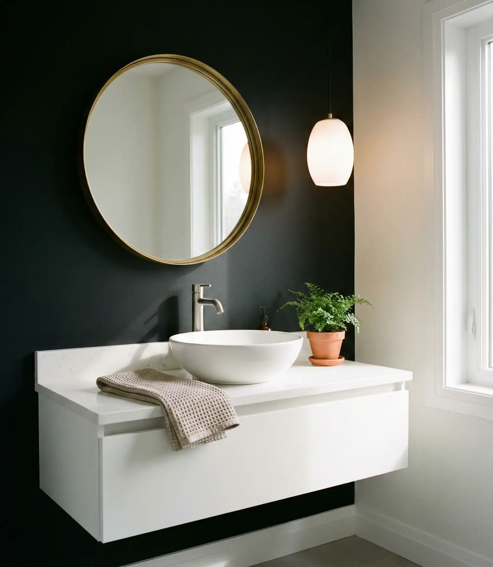 Bold Black Accent Wall Behind the Vanity 1