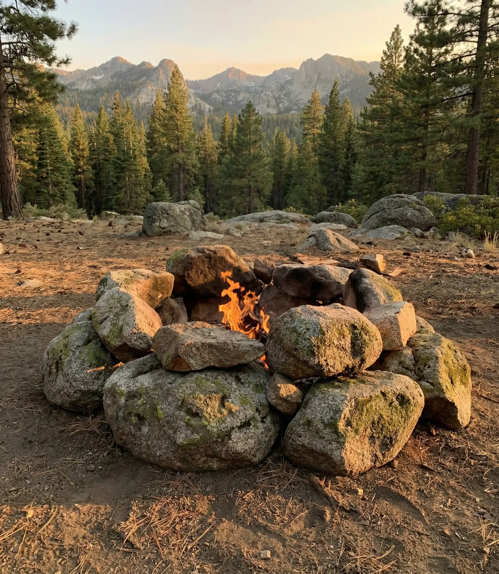 Boulder Ring Fire Pit in Mountain Landscape 1