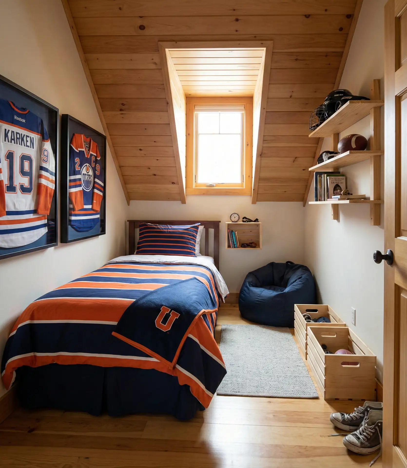 Boys Attic Bedroom with Sports Theme 1