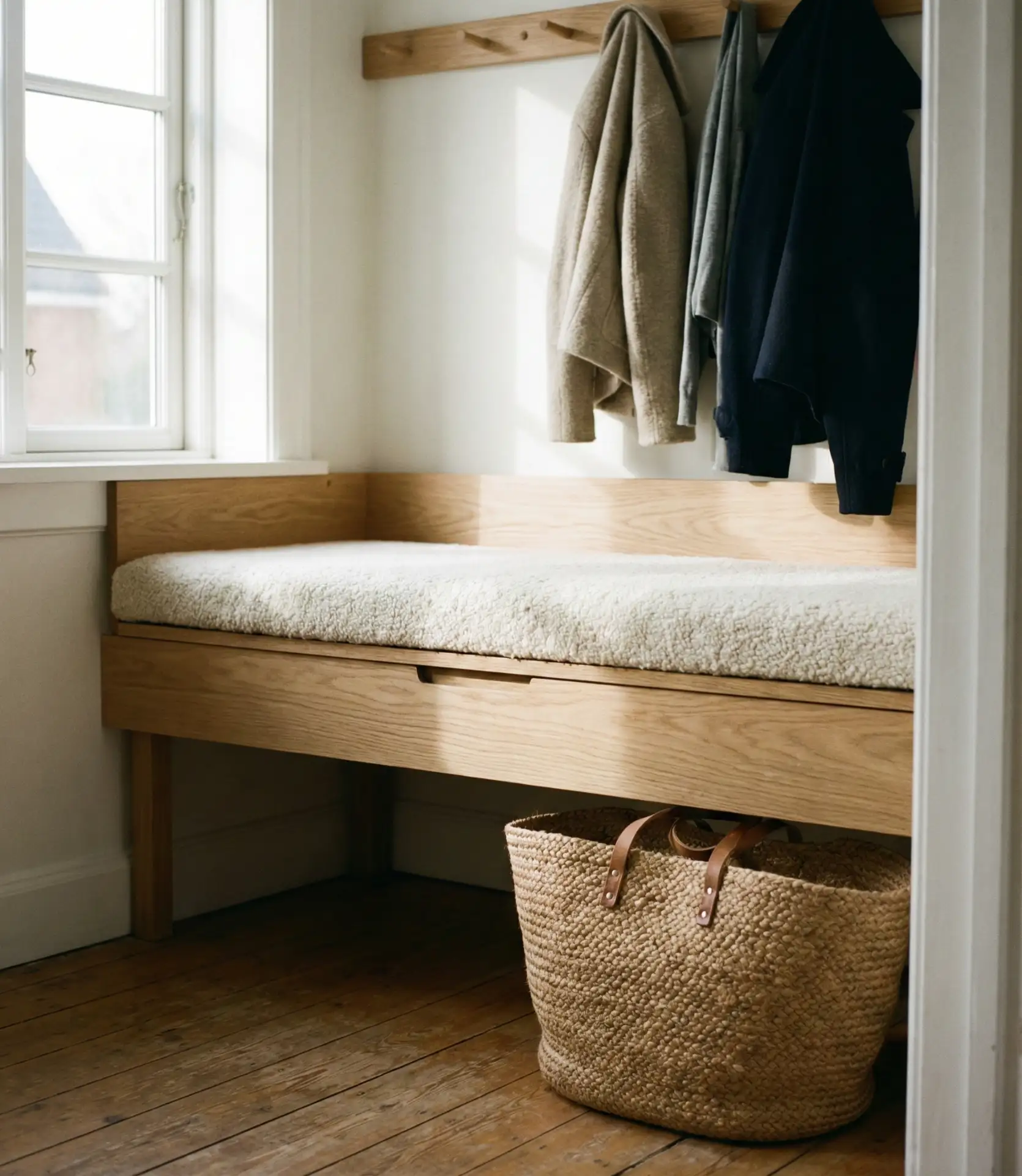 Built-In Bench with Lift-Up Seat in Entryway 2