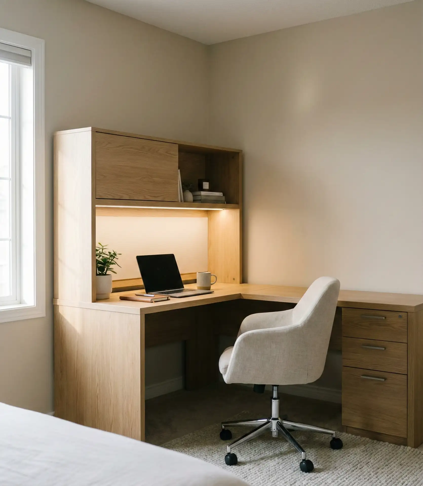 Built-In Corner Desk for Compact Workspaces 1